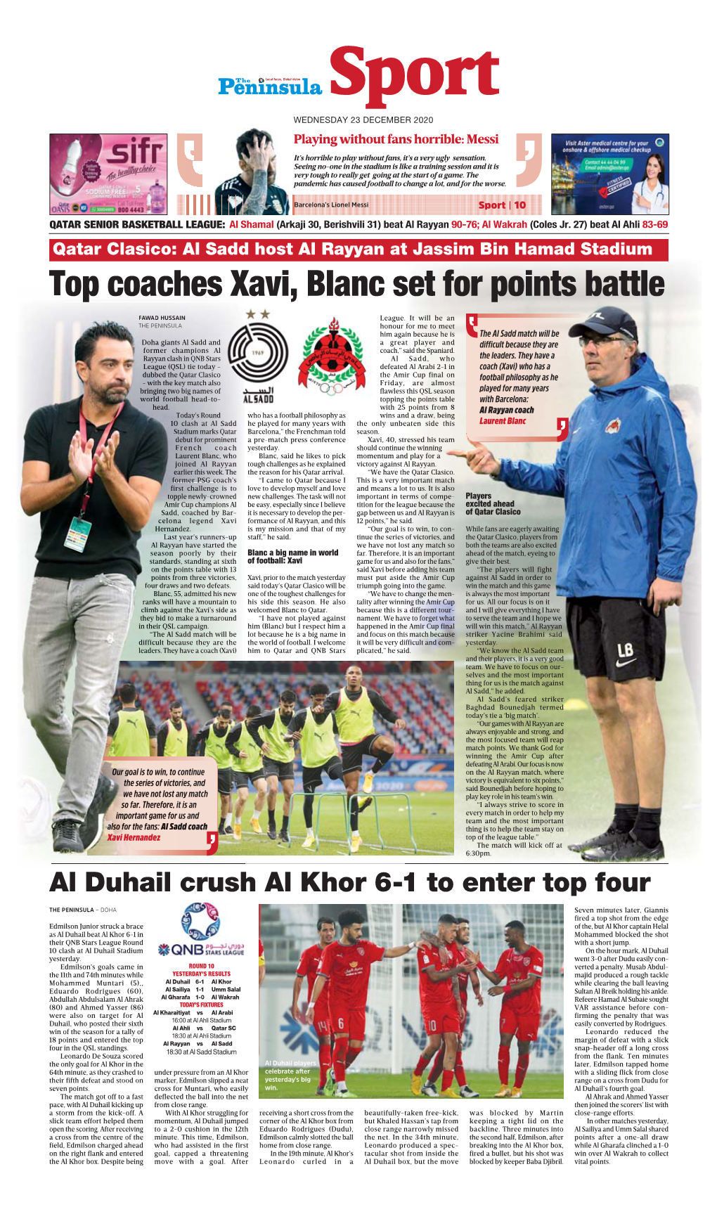 Top Coaches Xavi, Blanc Set for Points Battle Top Coach P