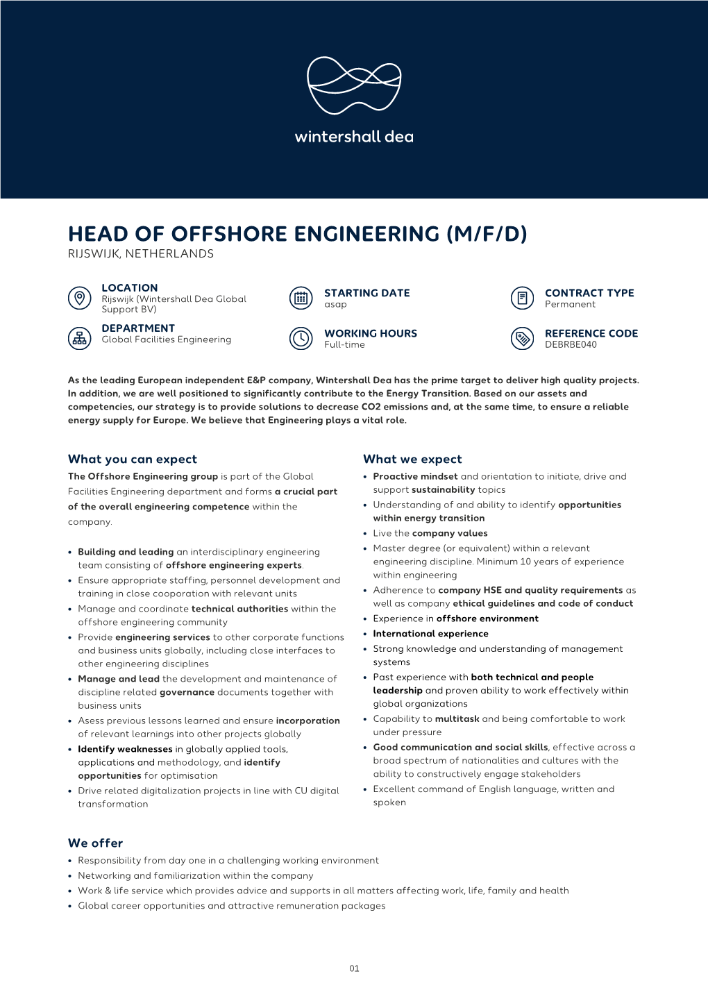 Head of Offshore Engineering (M/F/D) Rijswijk, Netherlands