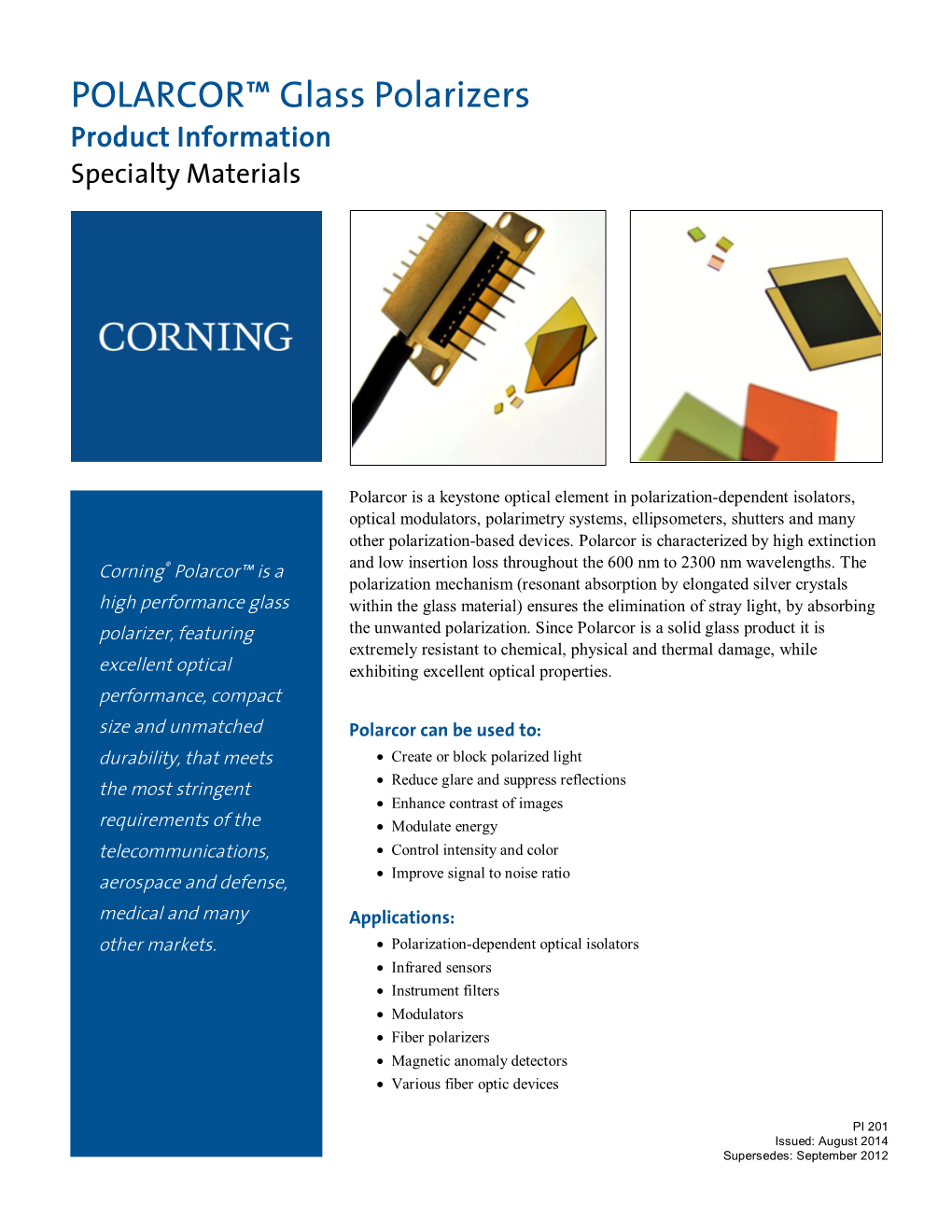 Polarcor Is a Keystone Optical Element in Polarization-Dependent Isolators