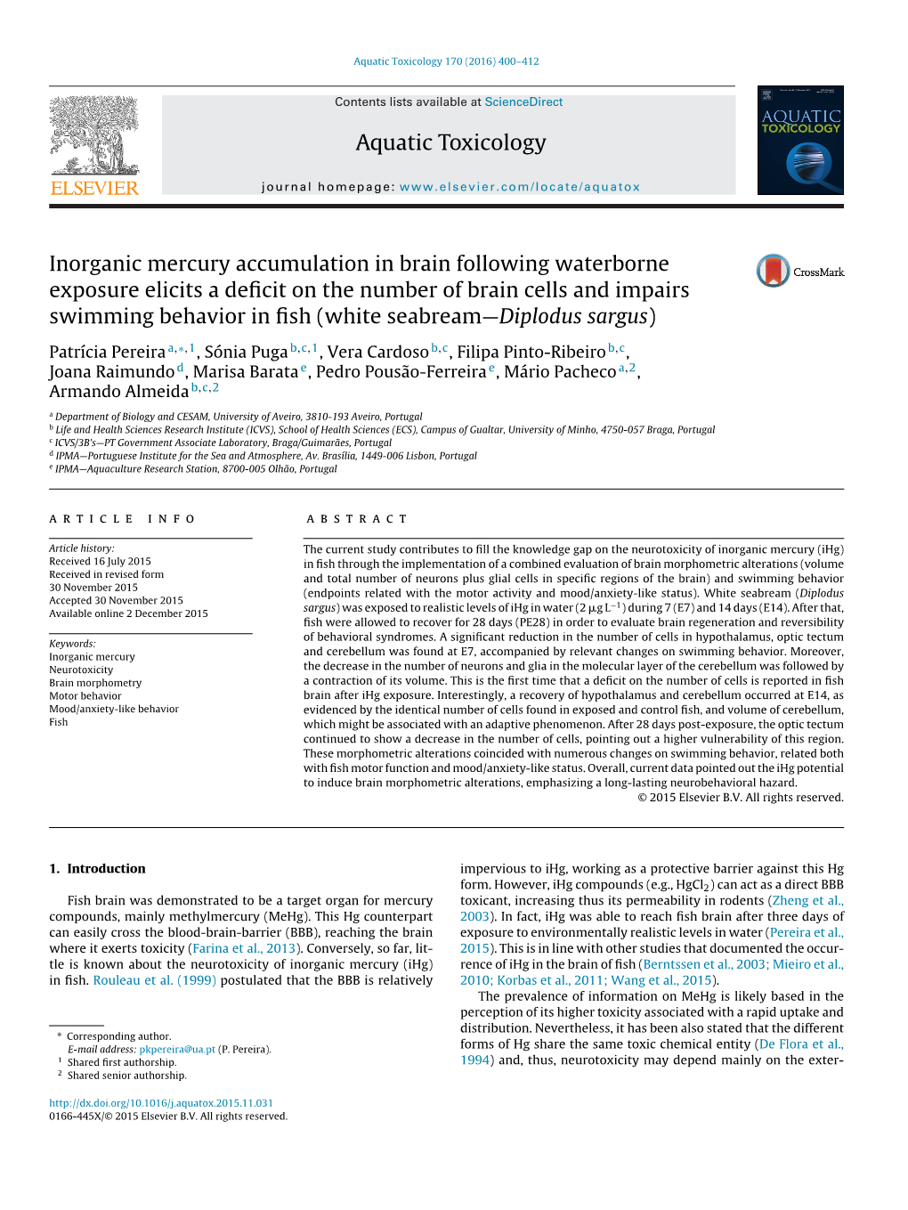 Inorganic Mercury Accumulation in Brain Following Waterborne