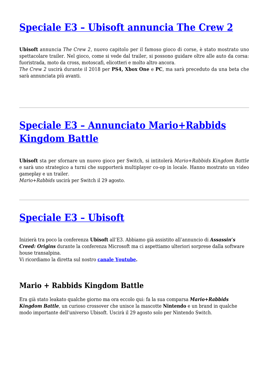 Annunciato Mario+Rabbids Kingdom Battle,Speciale E3