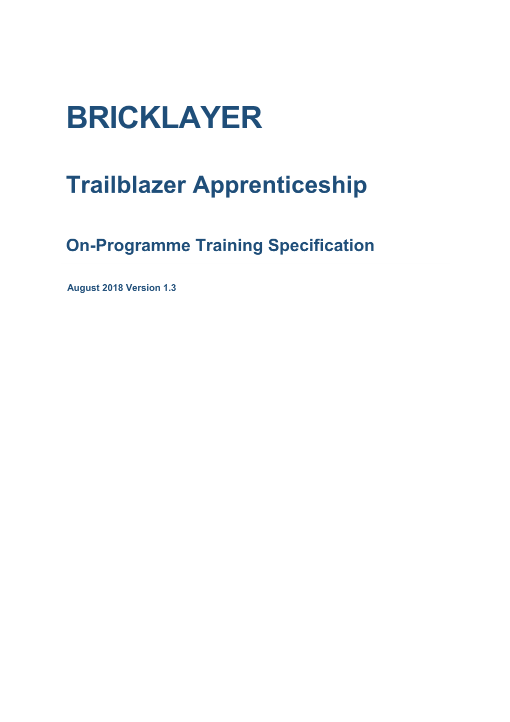 Bricklayer Apprenticeship Training Specification V1.3 2