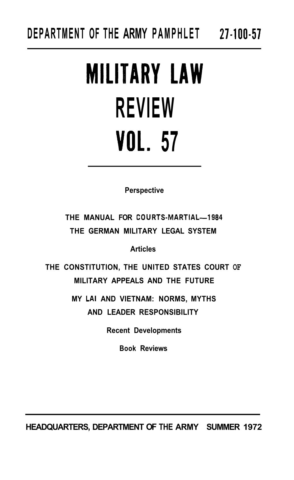 Military Law Review, Vol. 57