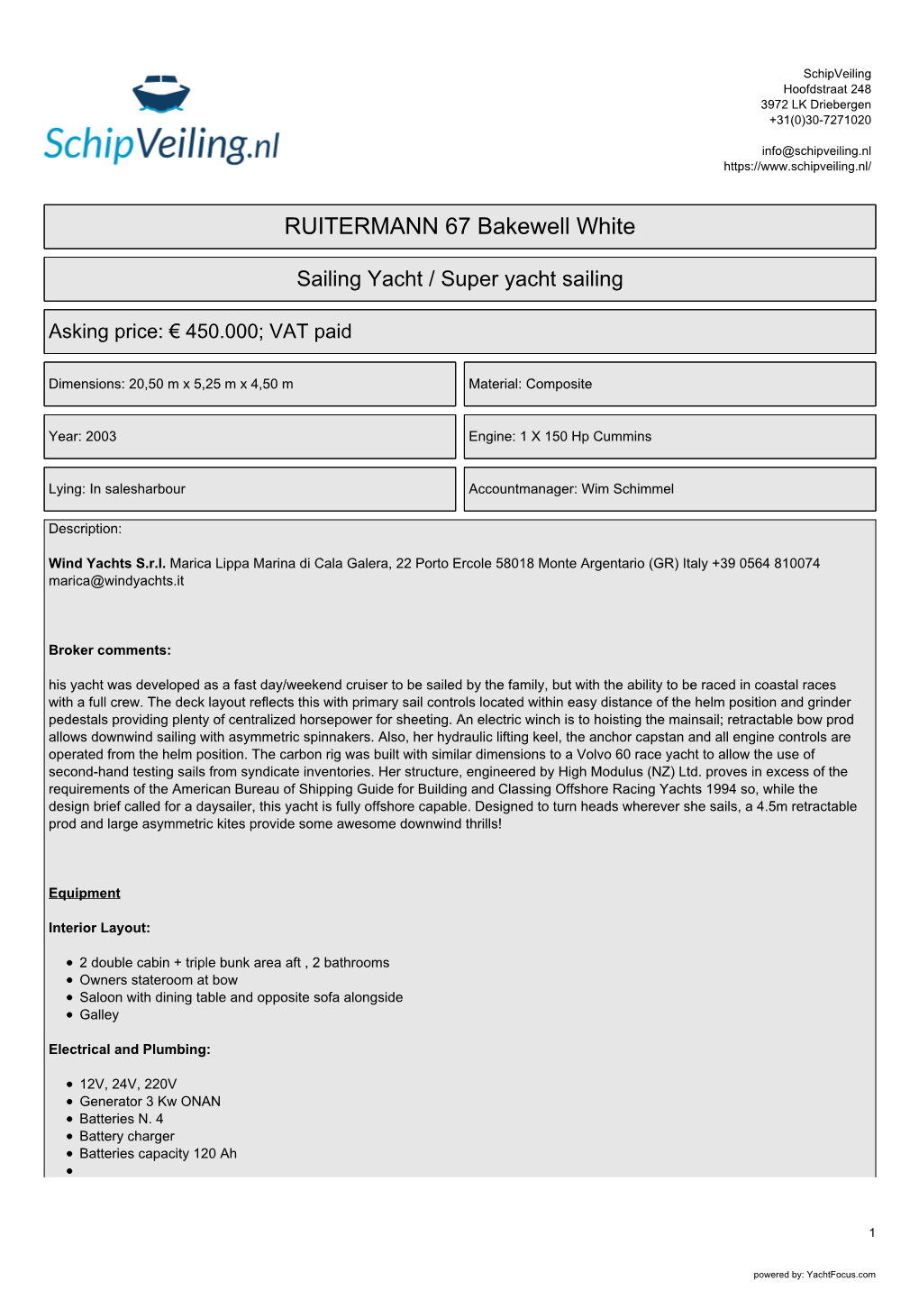 RUITERMANN 67 Bakewell White