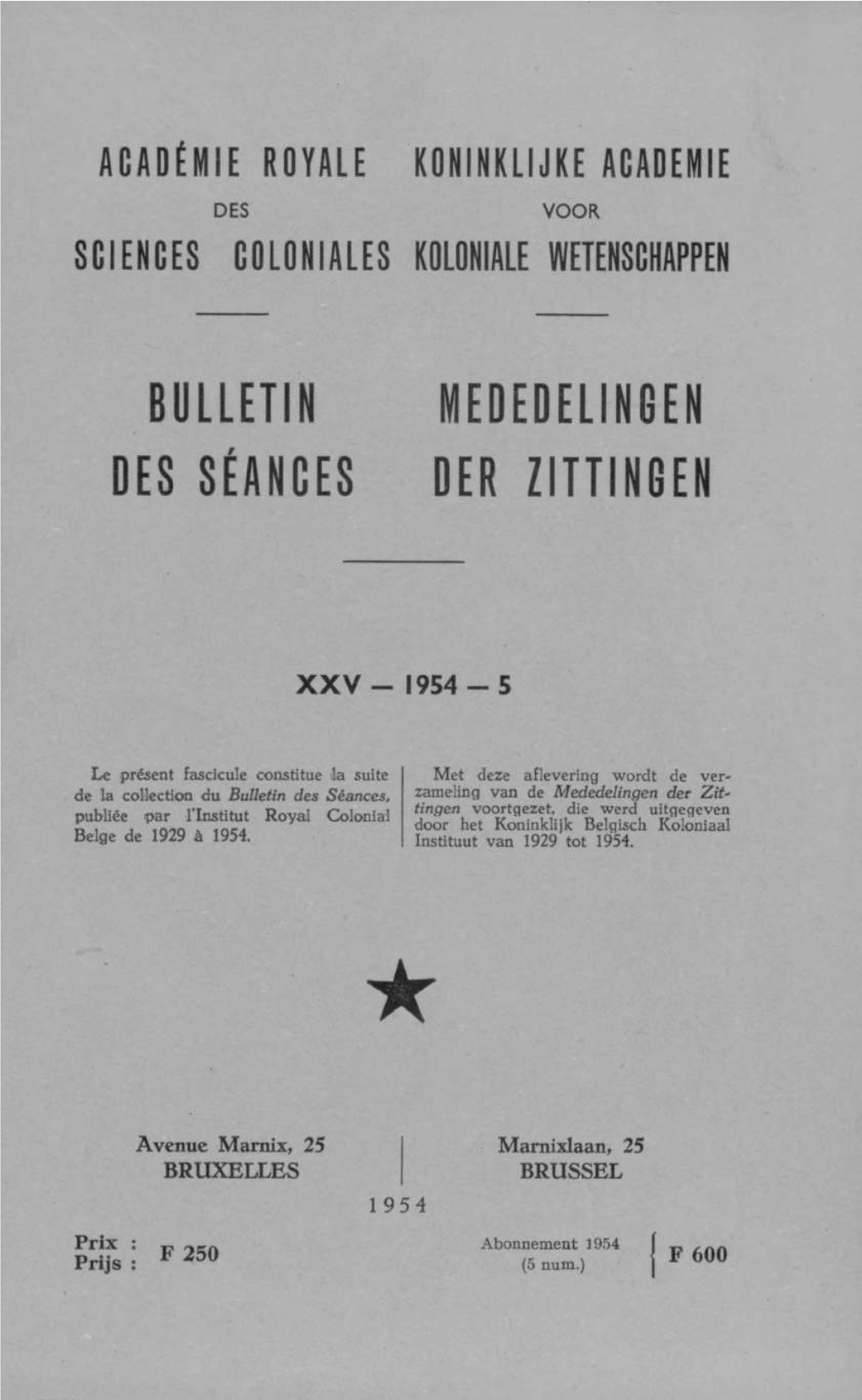 Bulletin Mededelingen Des Séances Der Zittingen