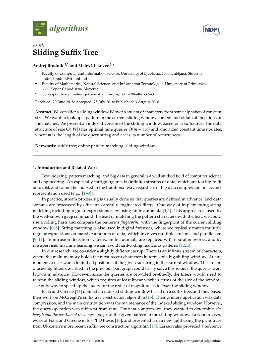 Sliding Suffix Tree