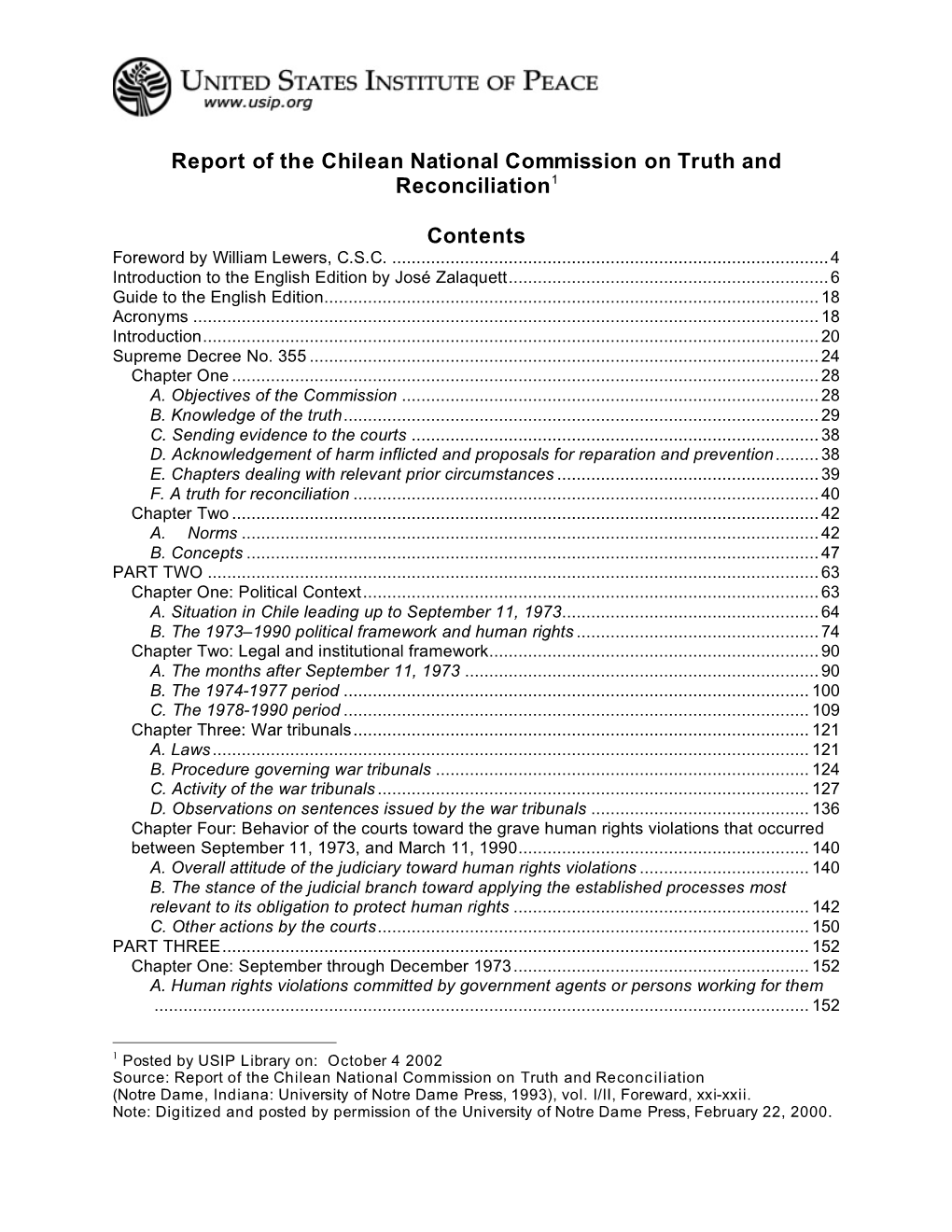 Report of the Chilean National Commission on Truth and Reconciliation1