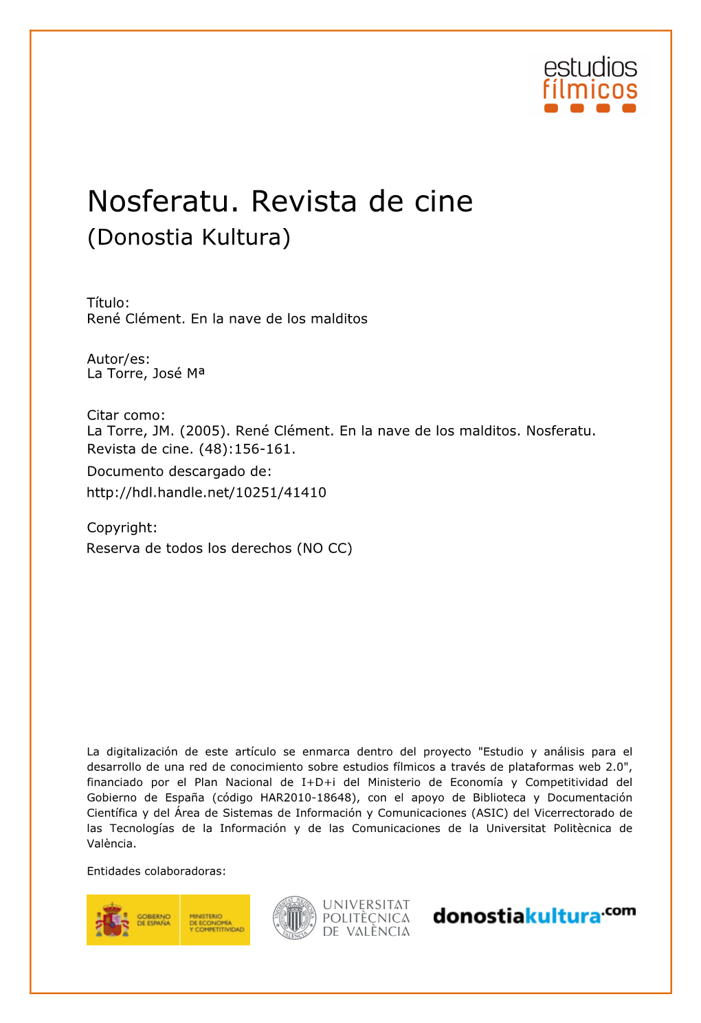 Nosferatu. Revista De Cine (Donostia Kultura)