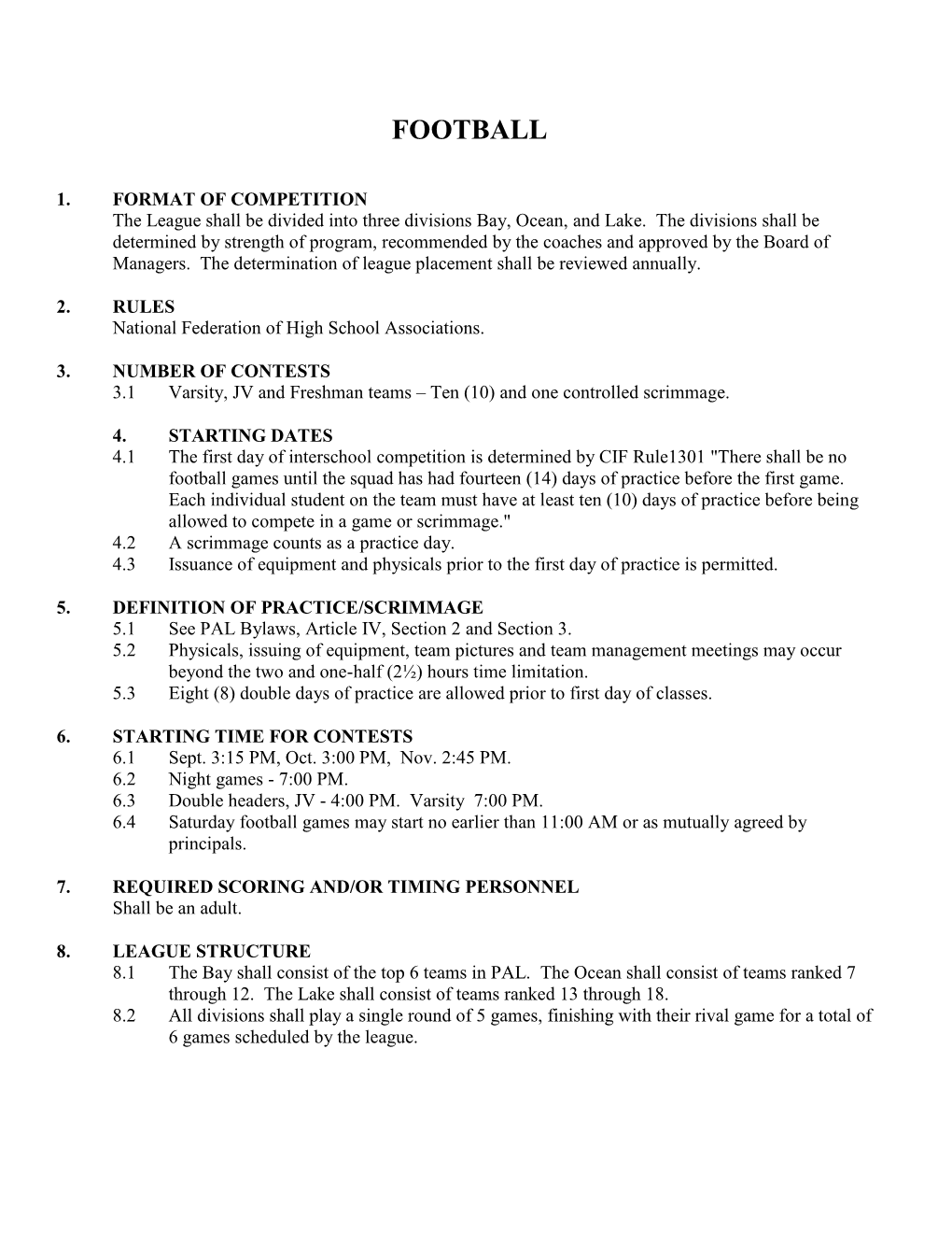 Football Bylaws, Section 9