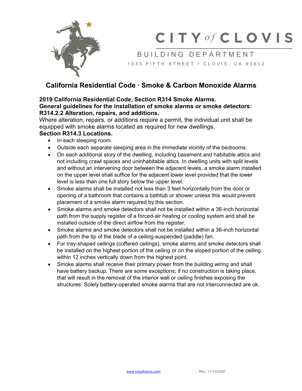 California Residential Code ∙ Smoke & Carbon Monoxide Alarms BUILDING DEPARTMENT