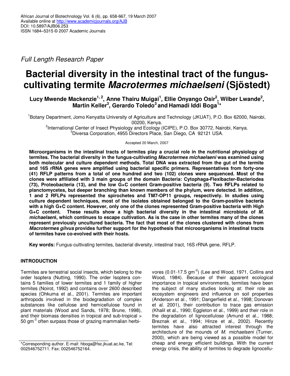 Cultivating Termite Macrotermes Michaelseni (Sjöstedt)