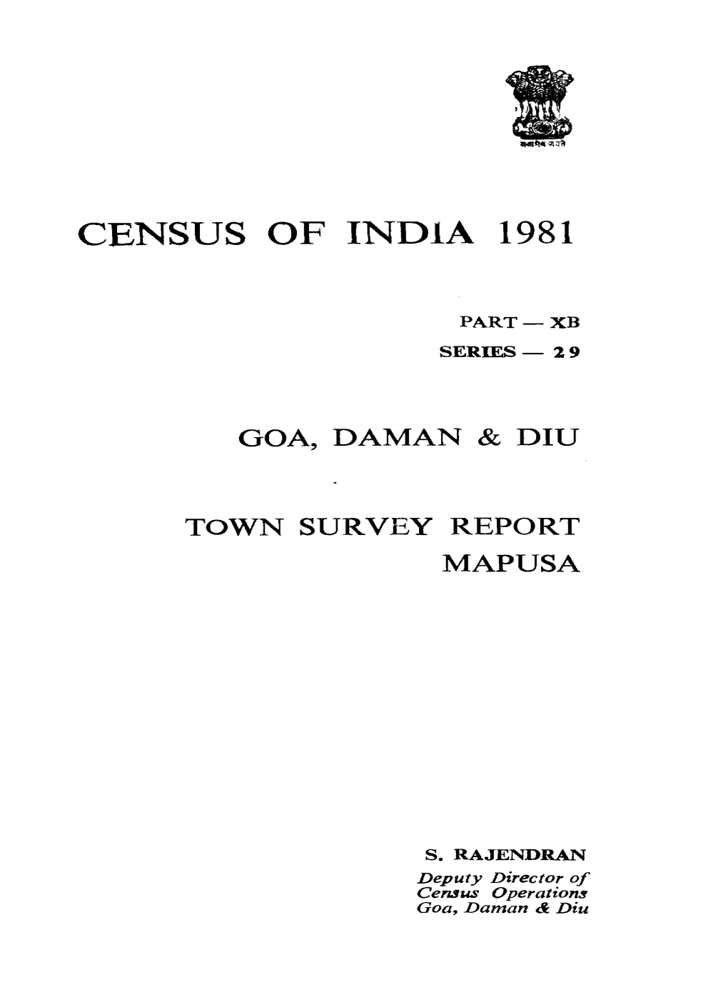 Town Survey Report Mapusa, Part XB, Series-29