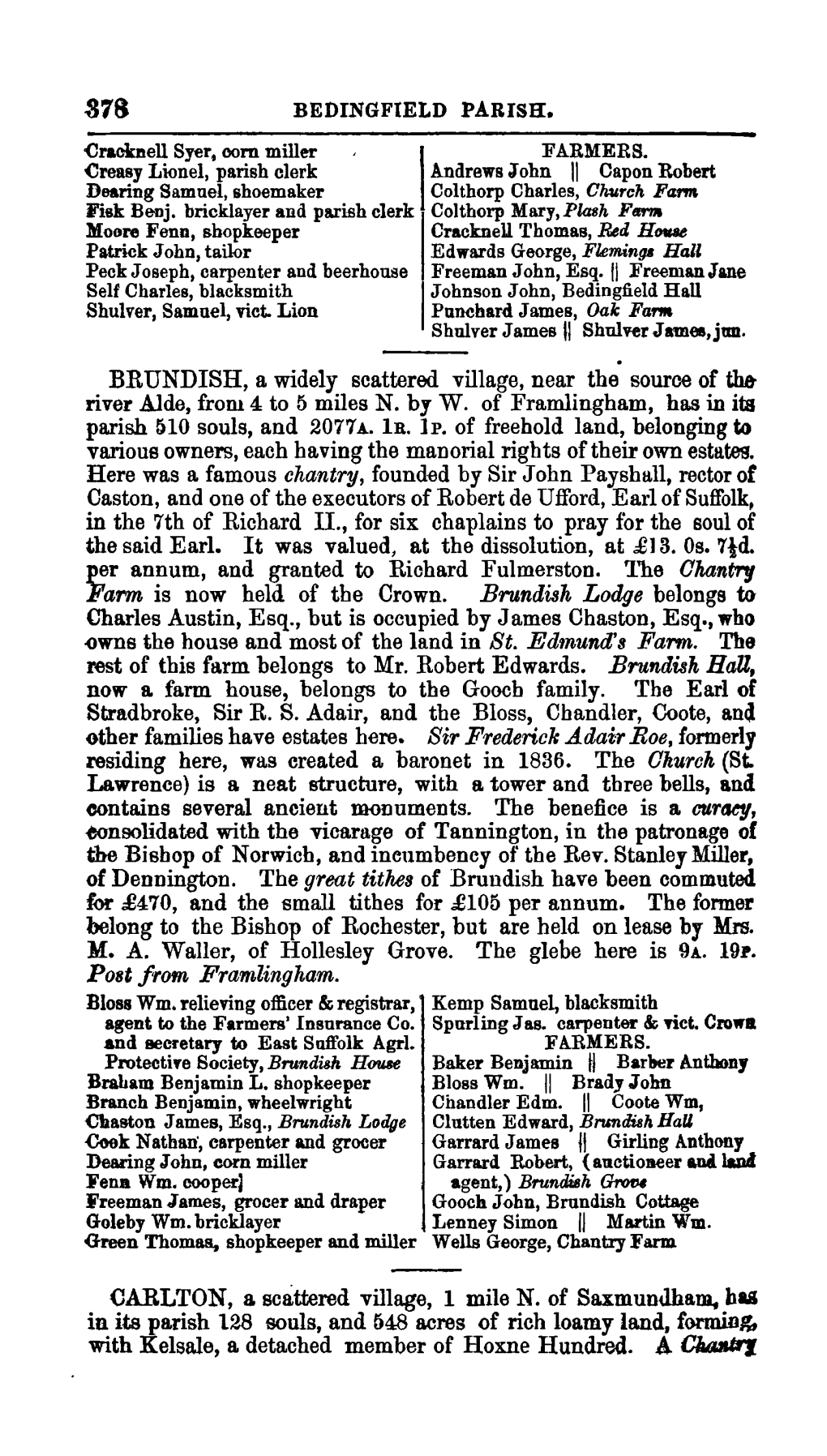 BRUNDISH, a Widely Scattered Village, Near the Source of The­ River Aide, Froru4 to 5 Miles N