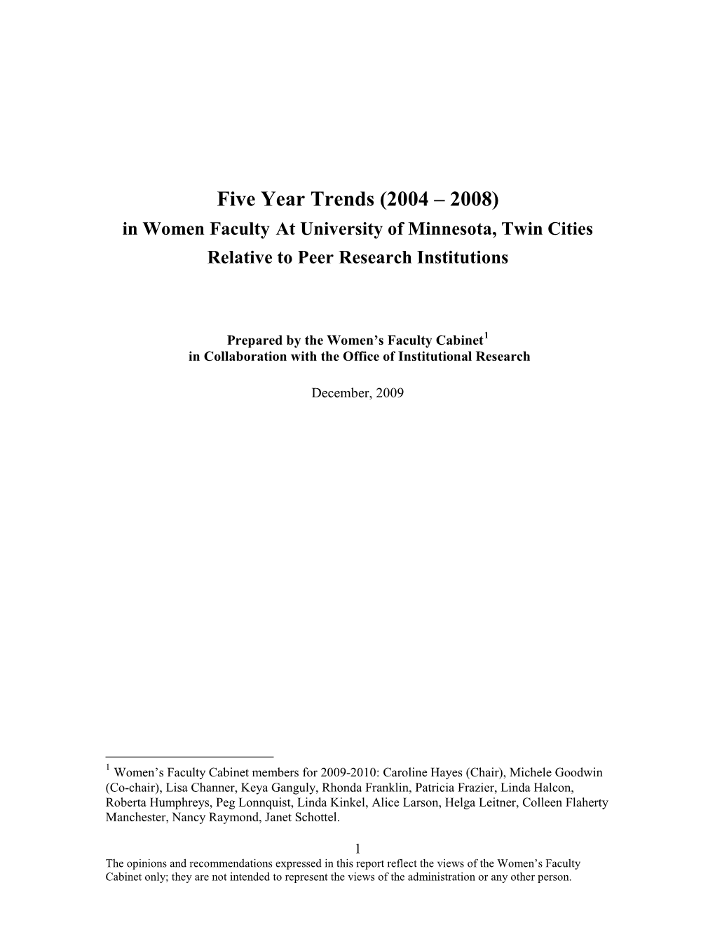 The Status of Women Faculty