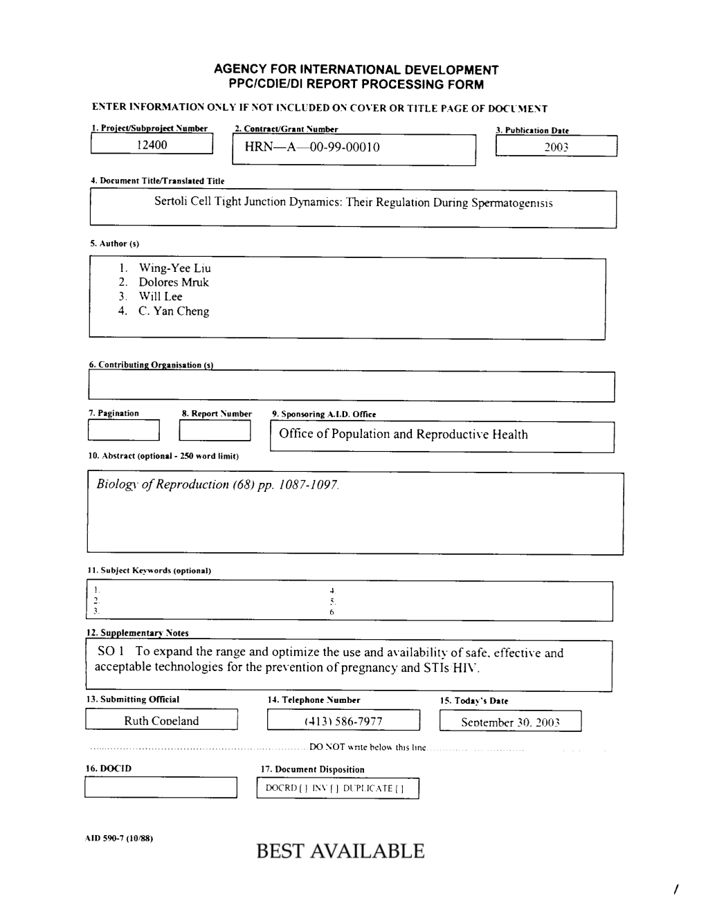 Biology of Reproduction (68) Pp