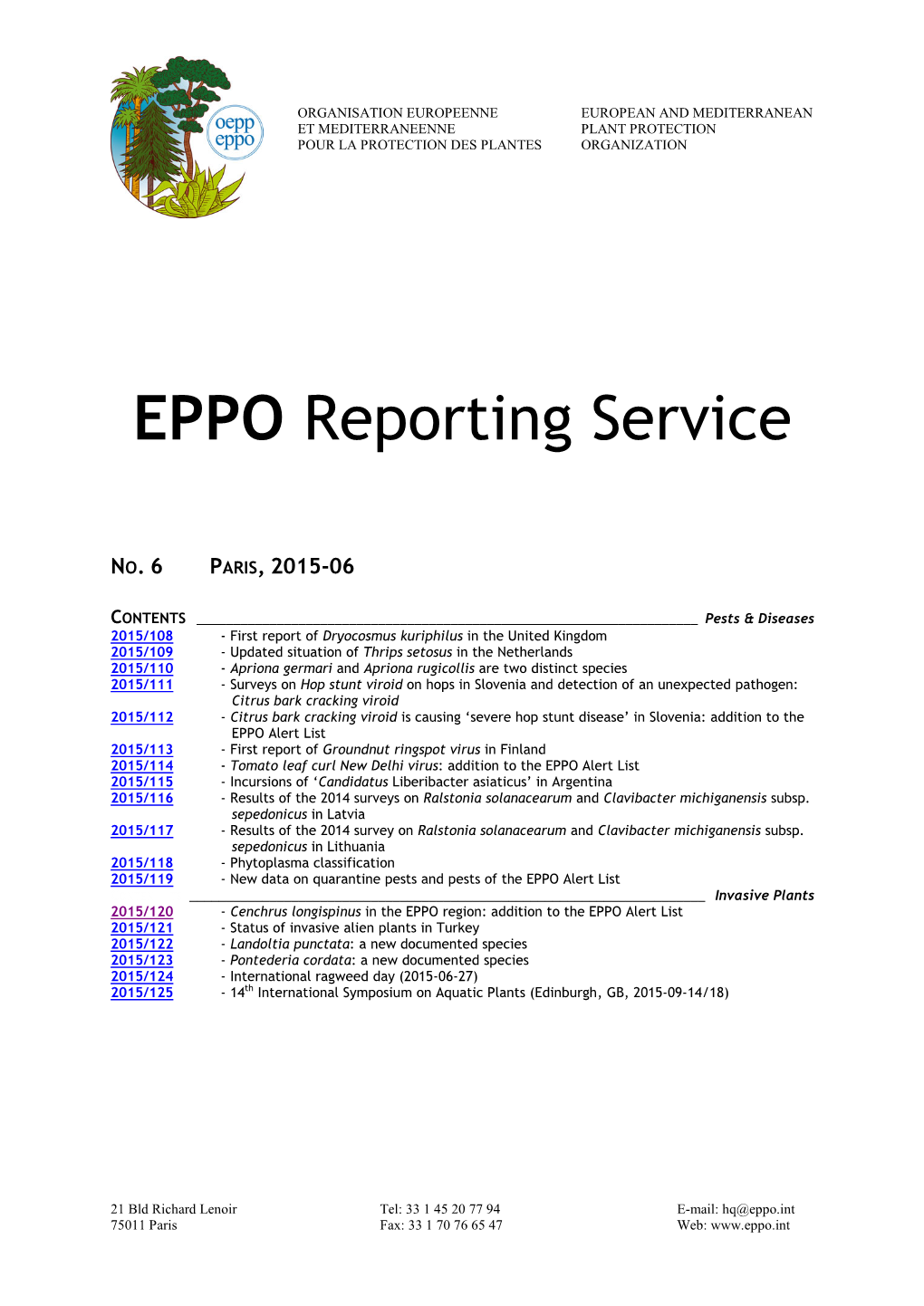 EPPO Reporting Service