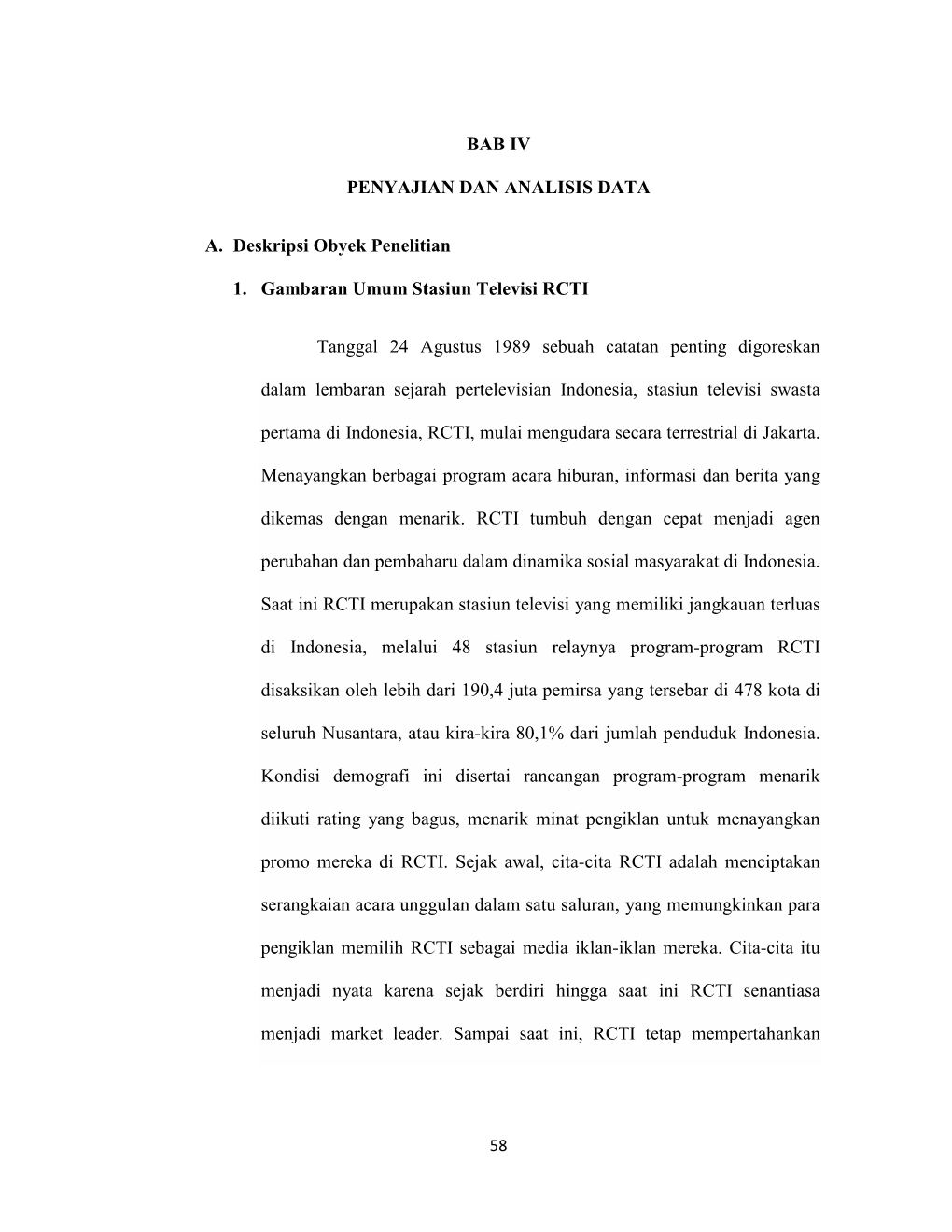 BAB IV PENYAJIAN DAN ANALISIS DATA A. Deskripsi Obyek