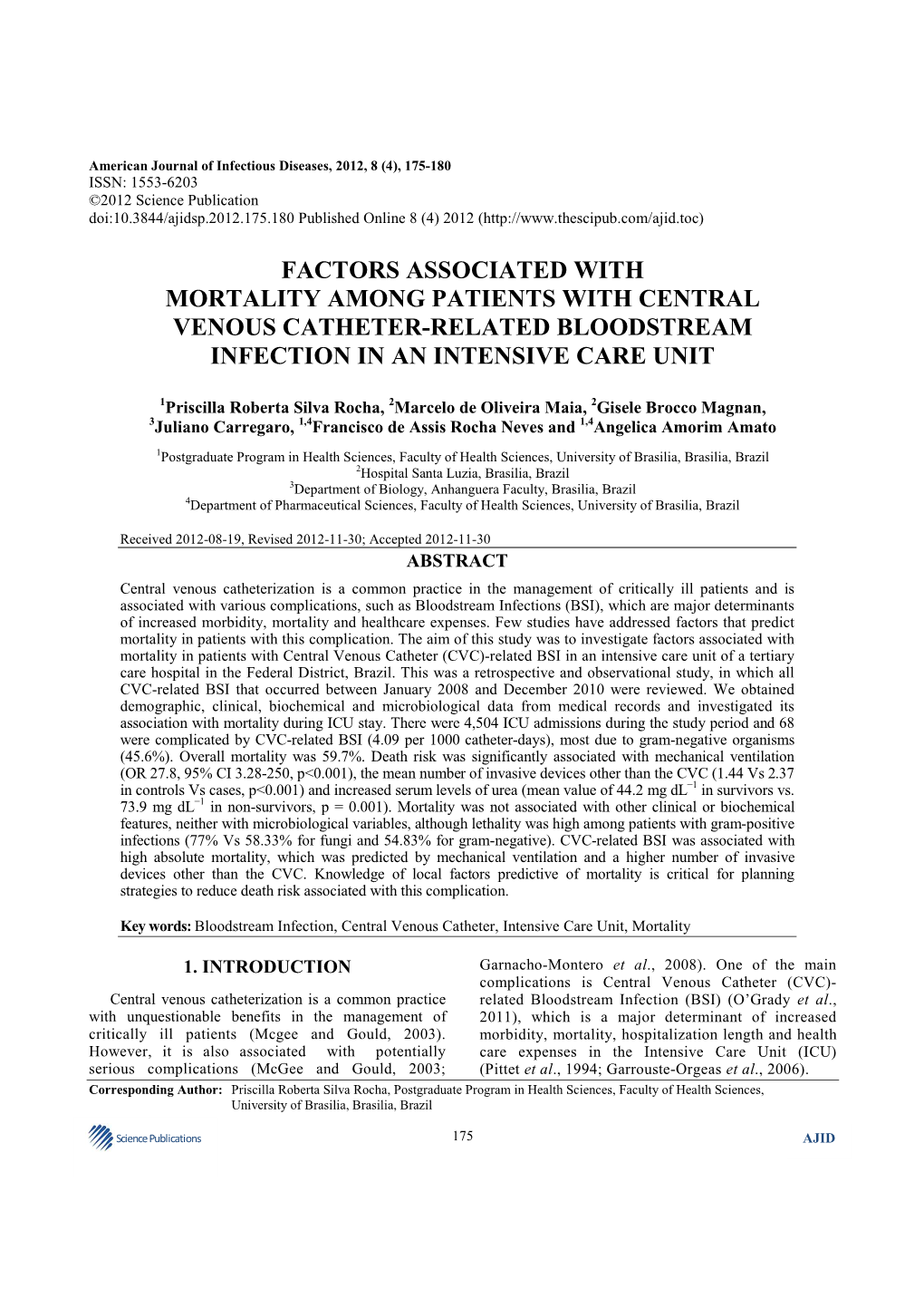 Factors Associated with Mortality Among Patients with Central Venous Catheter-Related Bloodstream Infection in an Intensive Care Unit