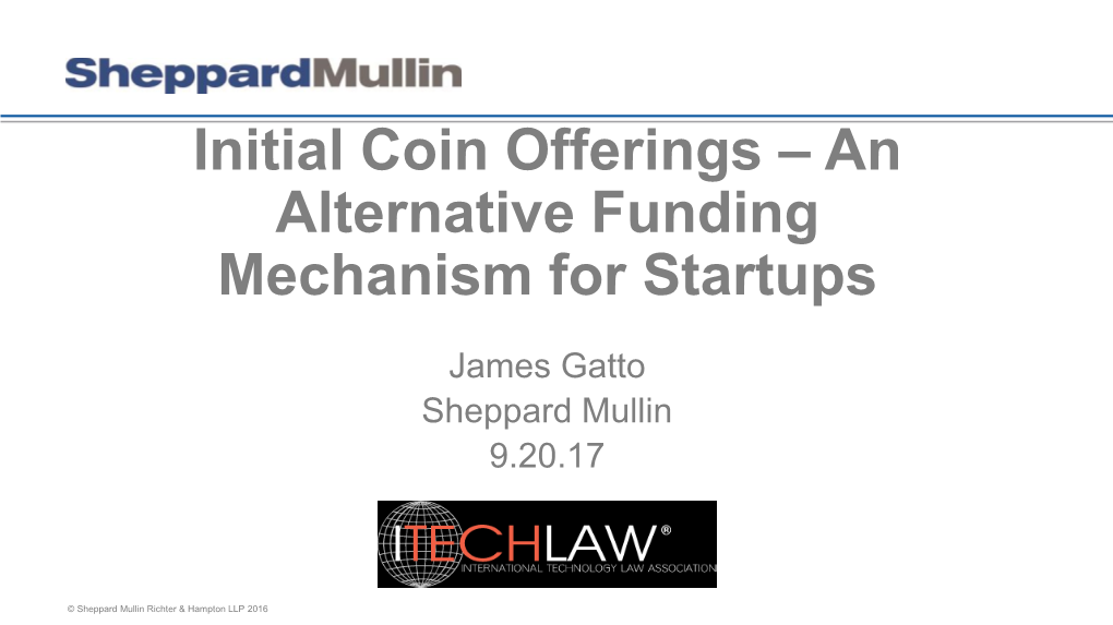 Initial Coin Offerings – an Alternative Funding Mechanism for Startups