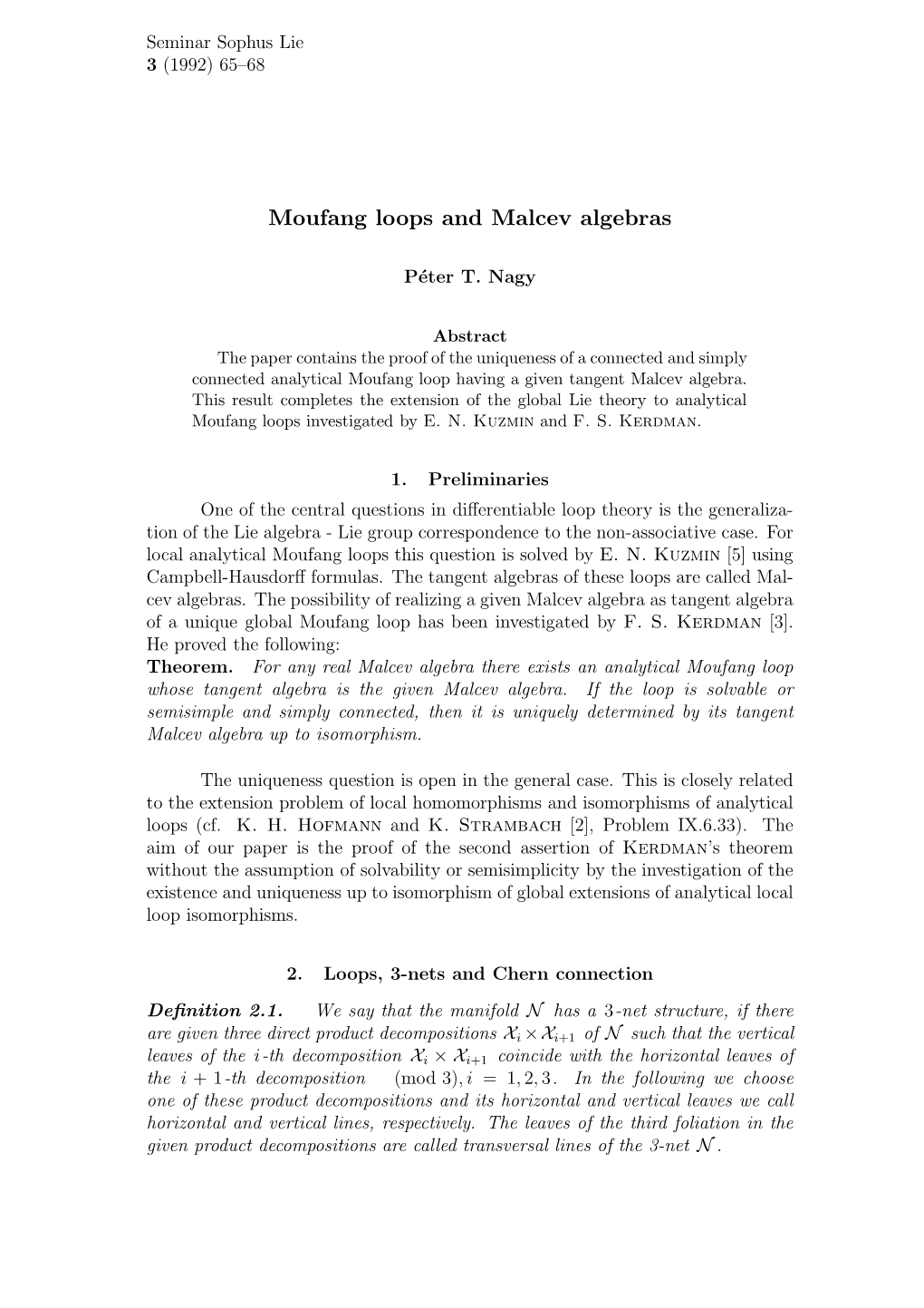 Moufang Loops and Malcev Algebras