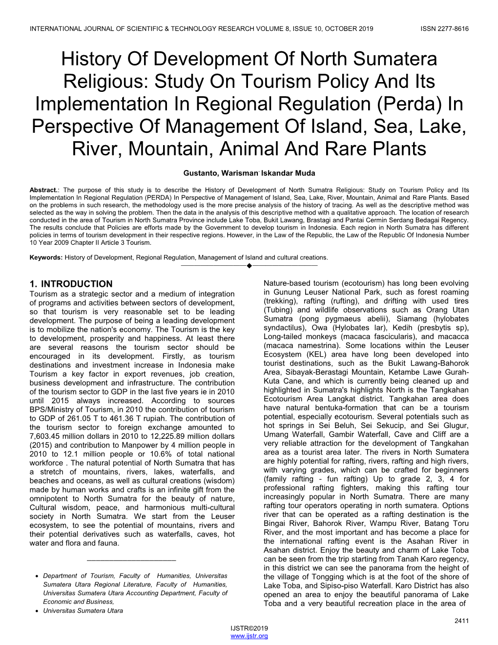 History of Development of North Sumatera Religious: Study On