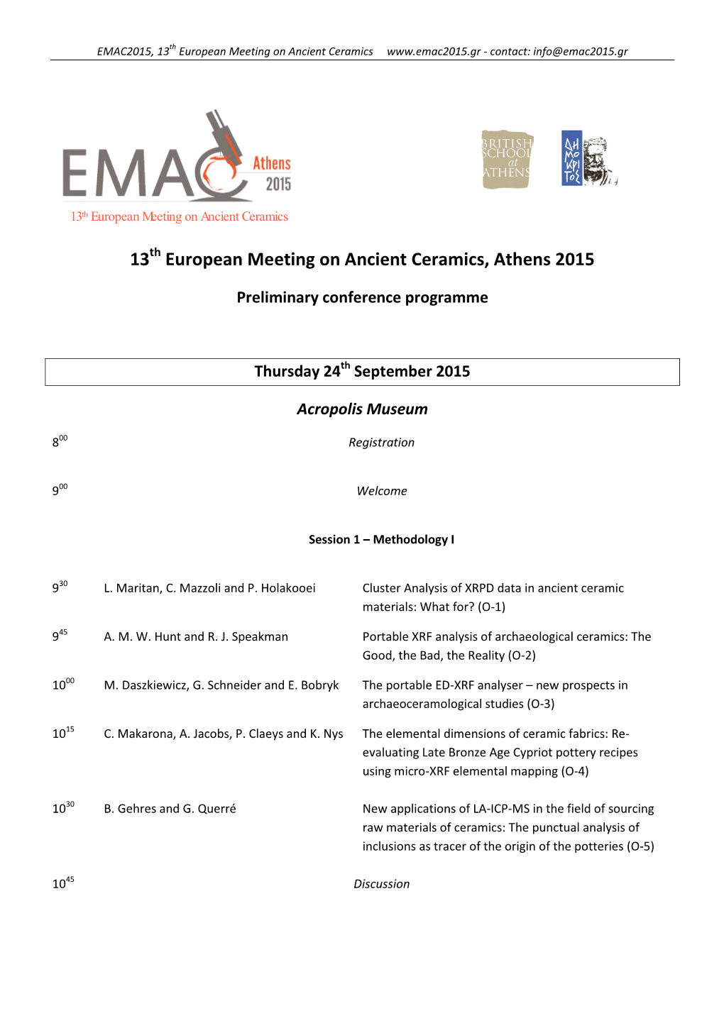 EMAC Preliminary Programme