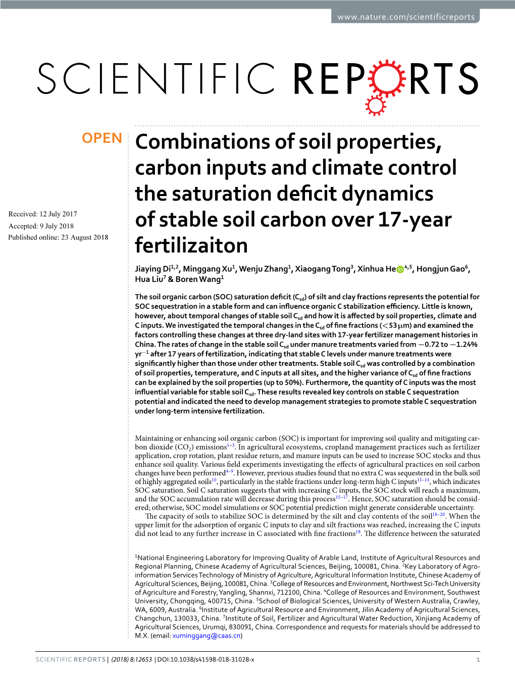 Combinations of Soil Properties, Carbon Inputs and Climate Control