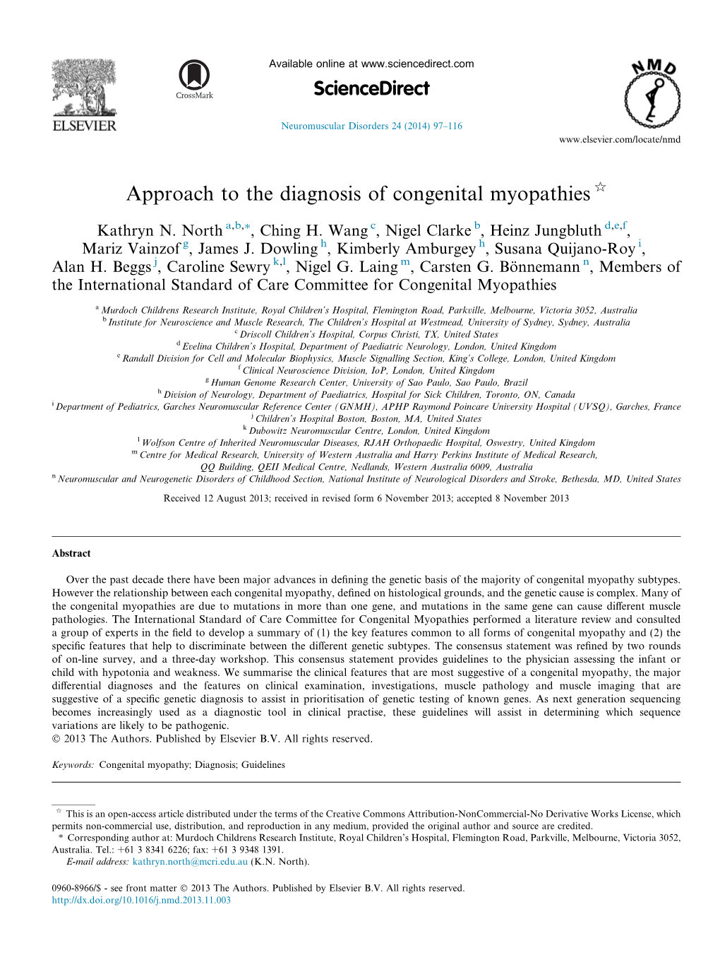 Approach to the Diagnosis of Congenital Myopathies Q