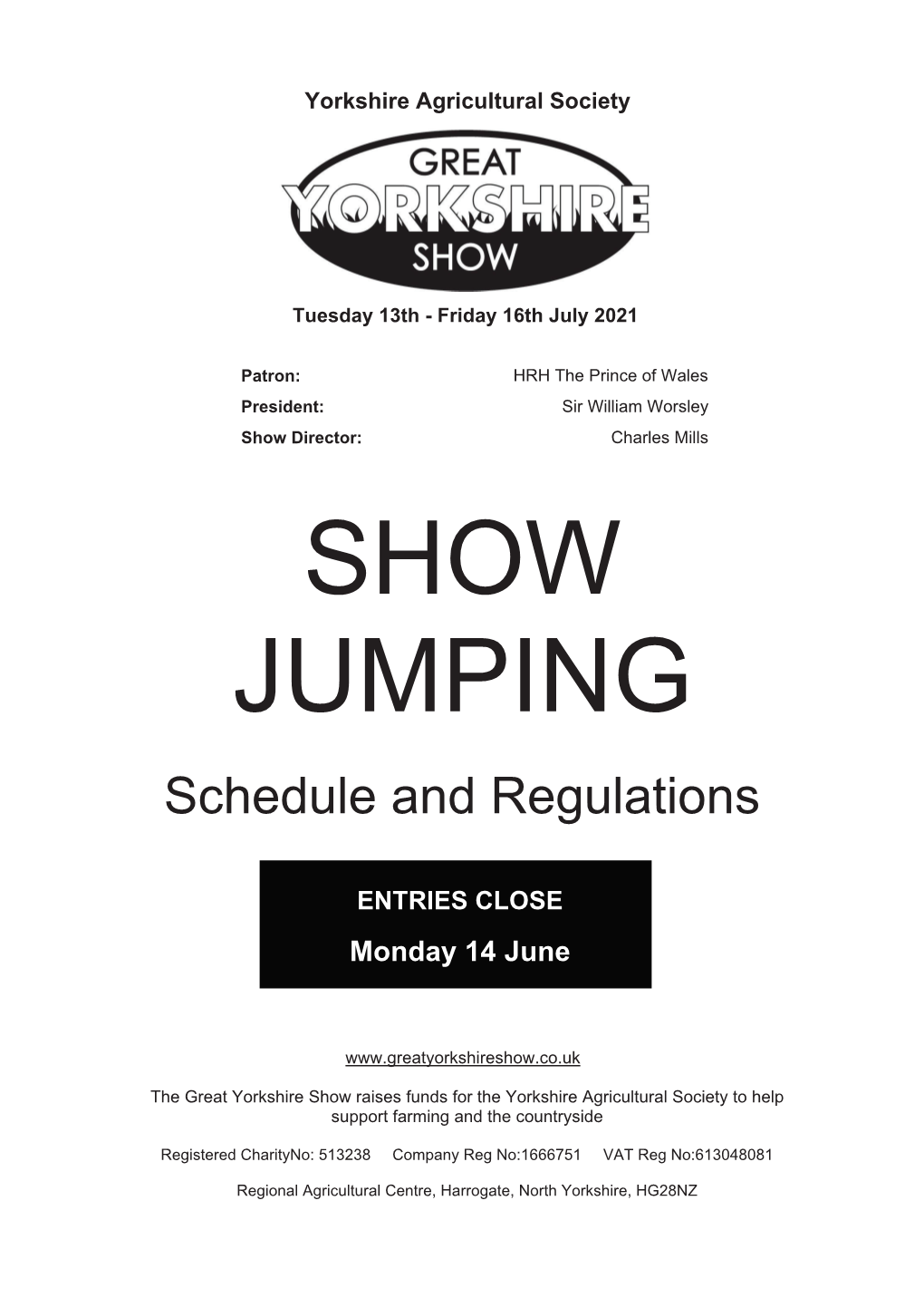 SHOW JUMPING Schedule and Regulations