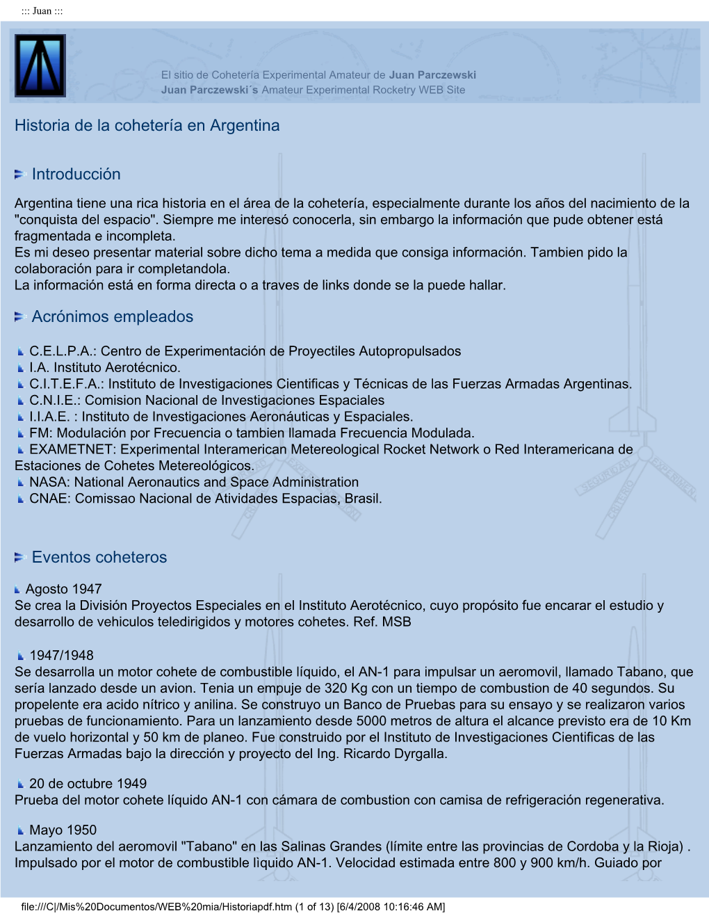 Historia De La Cohetería En Argentina Introducción Acrónimos Empleados Eventos Coheteros