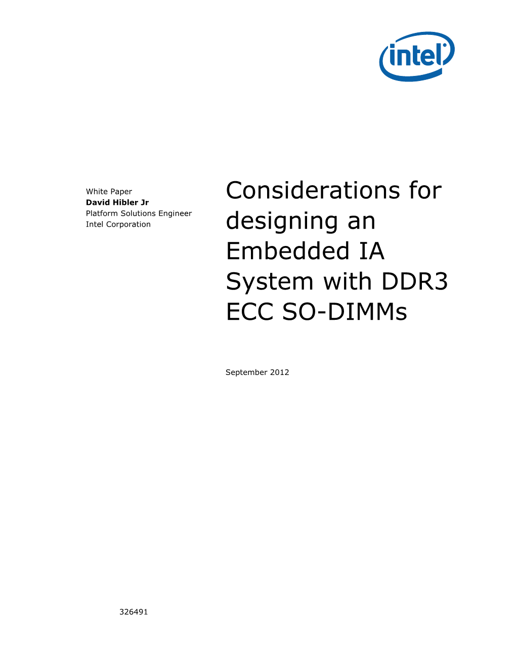 Considerations for Designing an Embedded IA System with DDR3 ECC SO-DIMMS