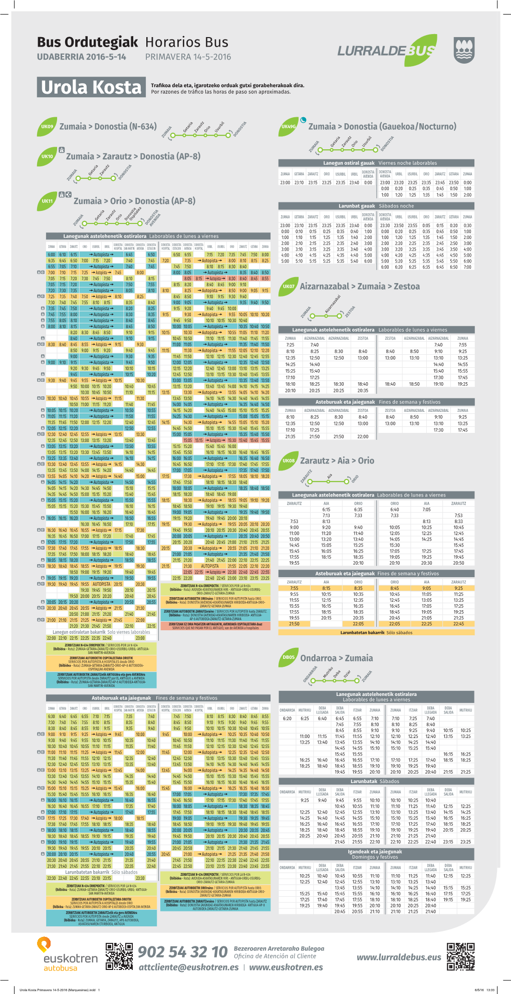 Bus Ordutegiak Horarios Bus UDABERRIA 2016-5-14 PRIMAVERA 14-5-2016