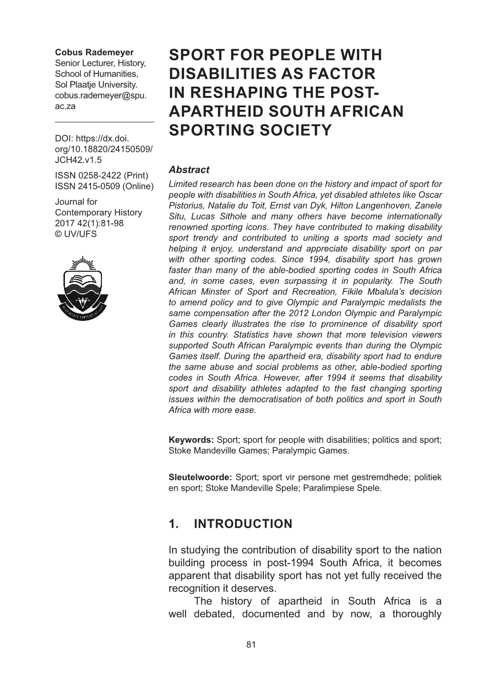 Apartheid South African Sporting Society