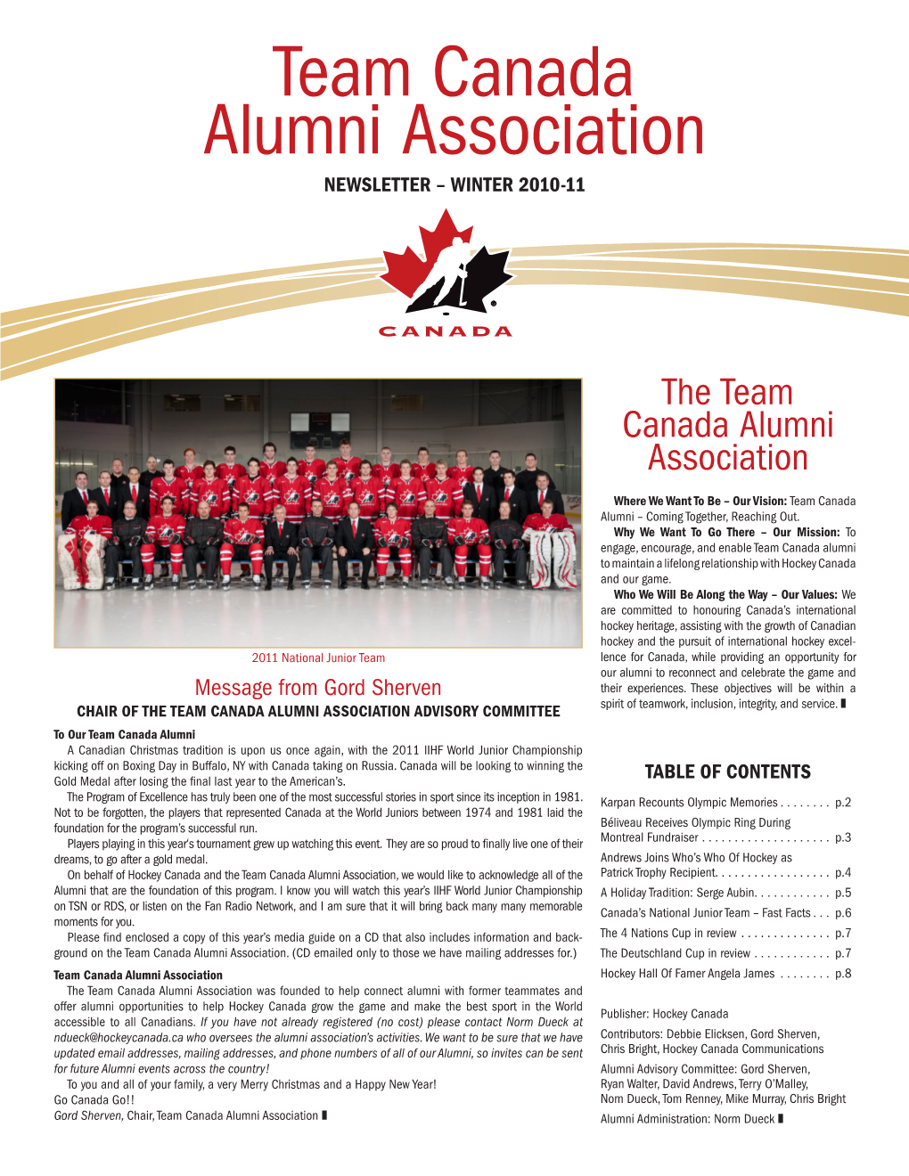 Team Canada Alumni Association Newsletter – Winter 2010-11