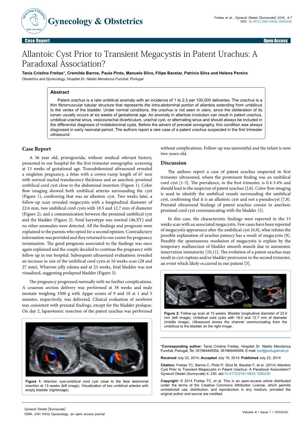 Allantoic Cyst Prior to Transient Megacystis in Patent Urachus