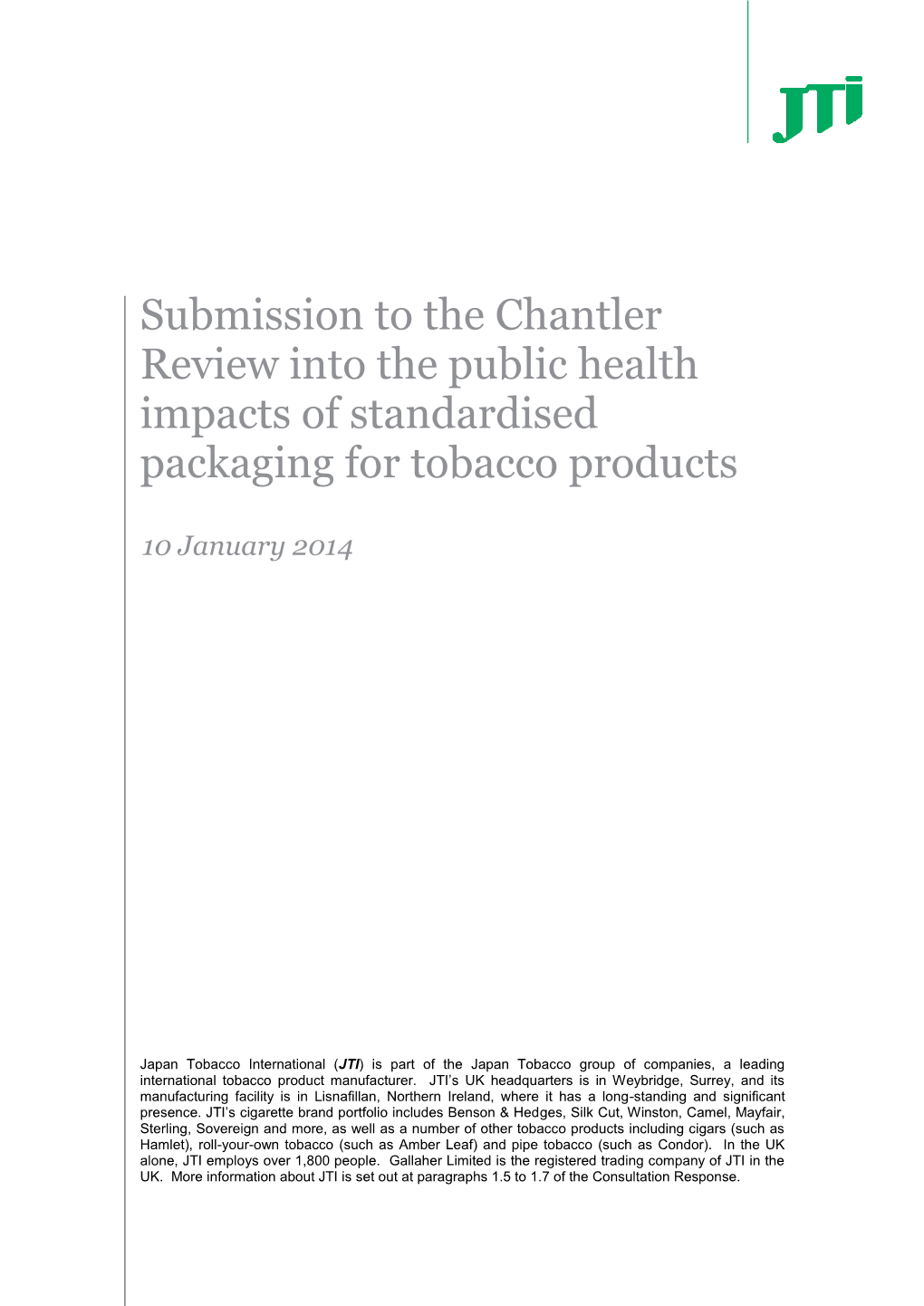 Japan Tobacco International UK Submission