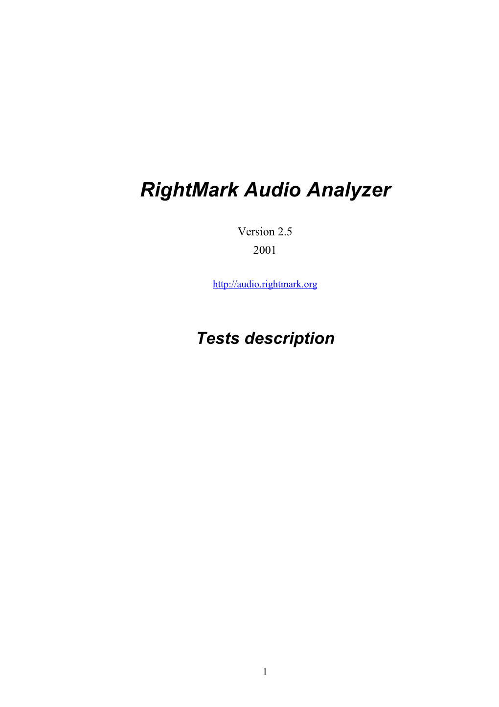 Rightmark Audio Analyzer Tests Description