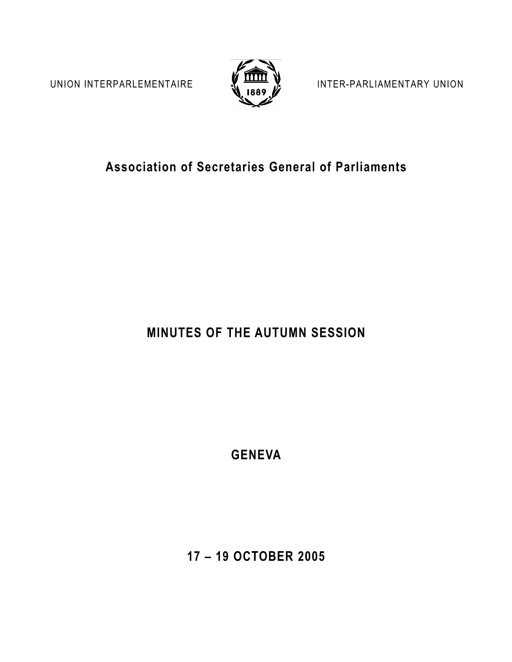 MINUTES of the AUTUMN SESSION, Geneva, 17-19 October