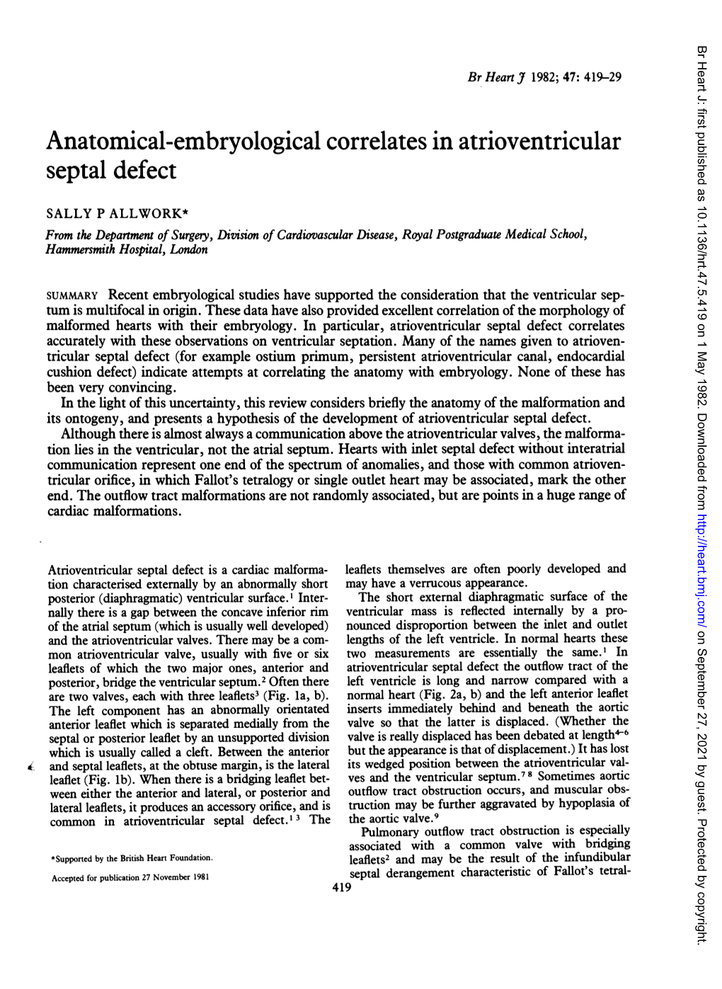 Anatomical-Embryological Correlates in Atrioventricular Septal Defect