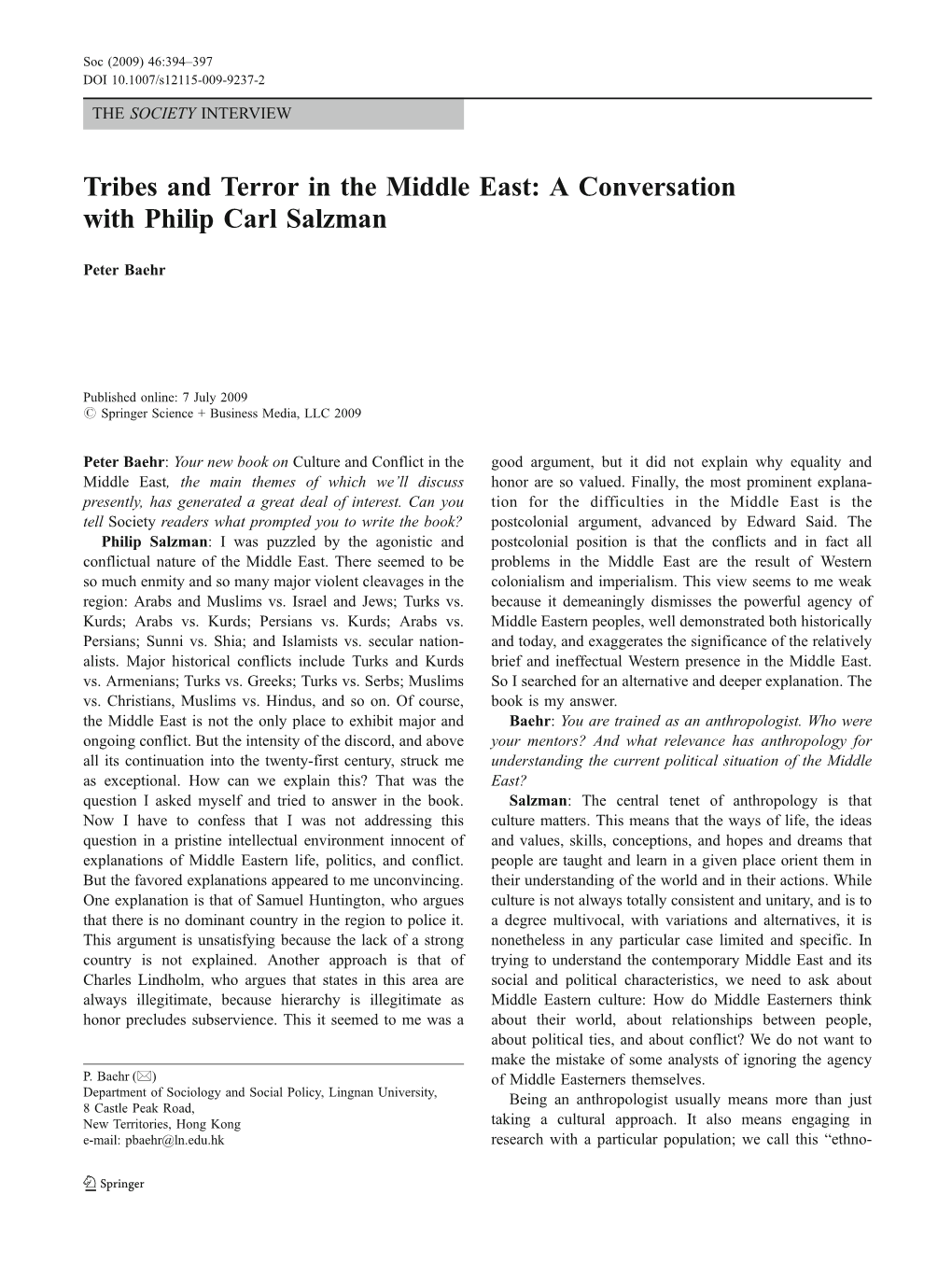 Tribes and Terror in the Middle East: a Conversation with Philip Carl Salzman