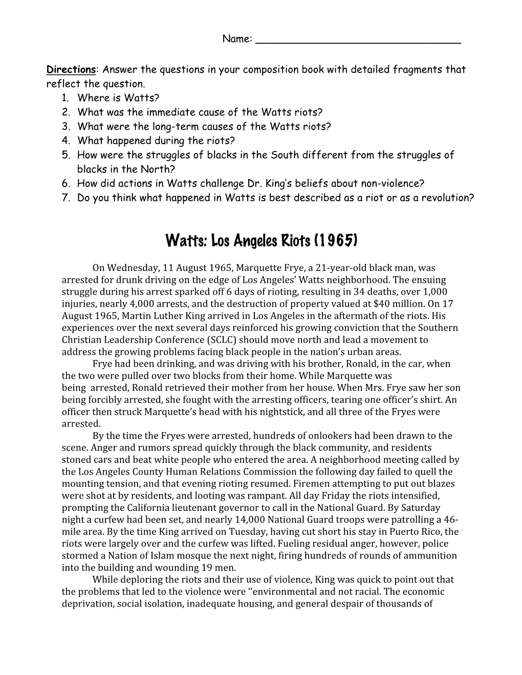 Watts Riots? 3