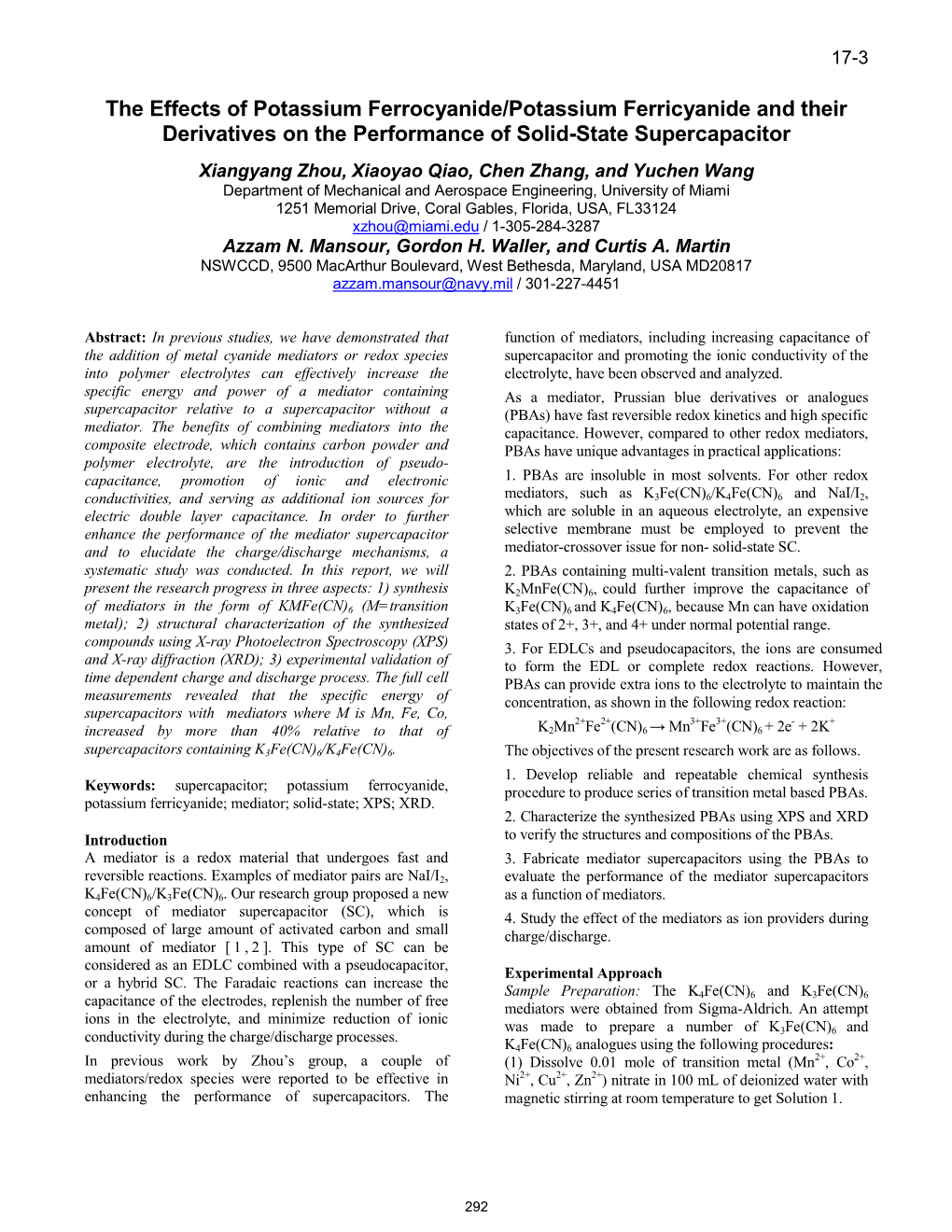 The Effects of Potassium Ferrocyanide/Potassium Ferricyanide and Their