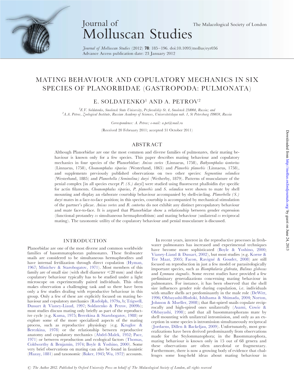 Molluscan Studies