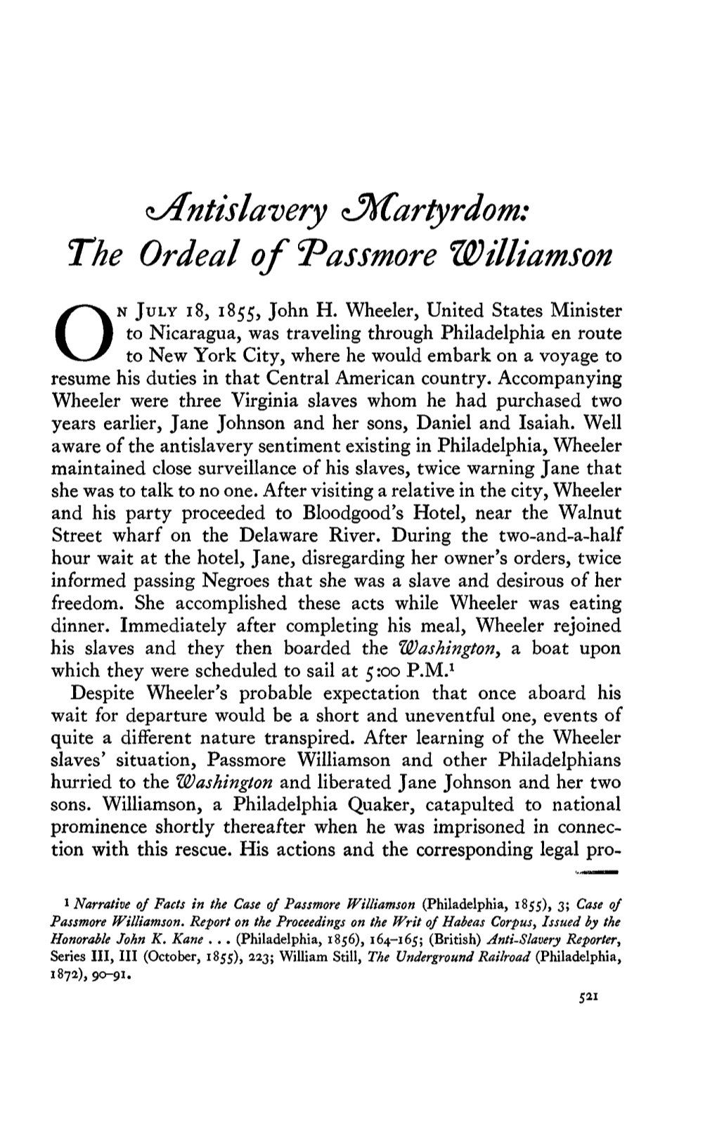 The Ordeal of Cpasstnore Williamson