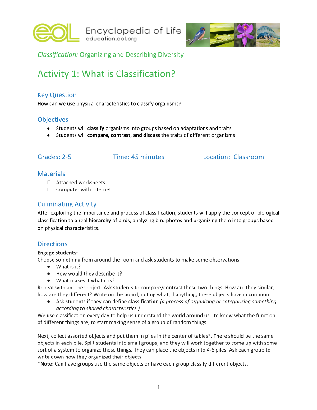 Activity 1: What Is Classification?