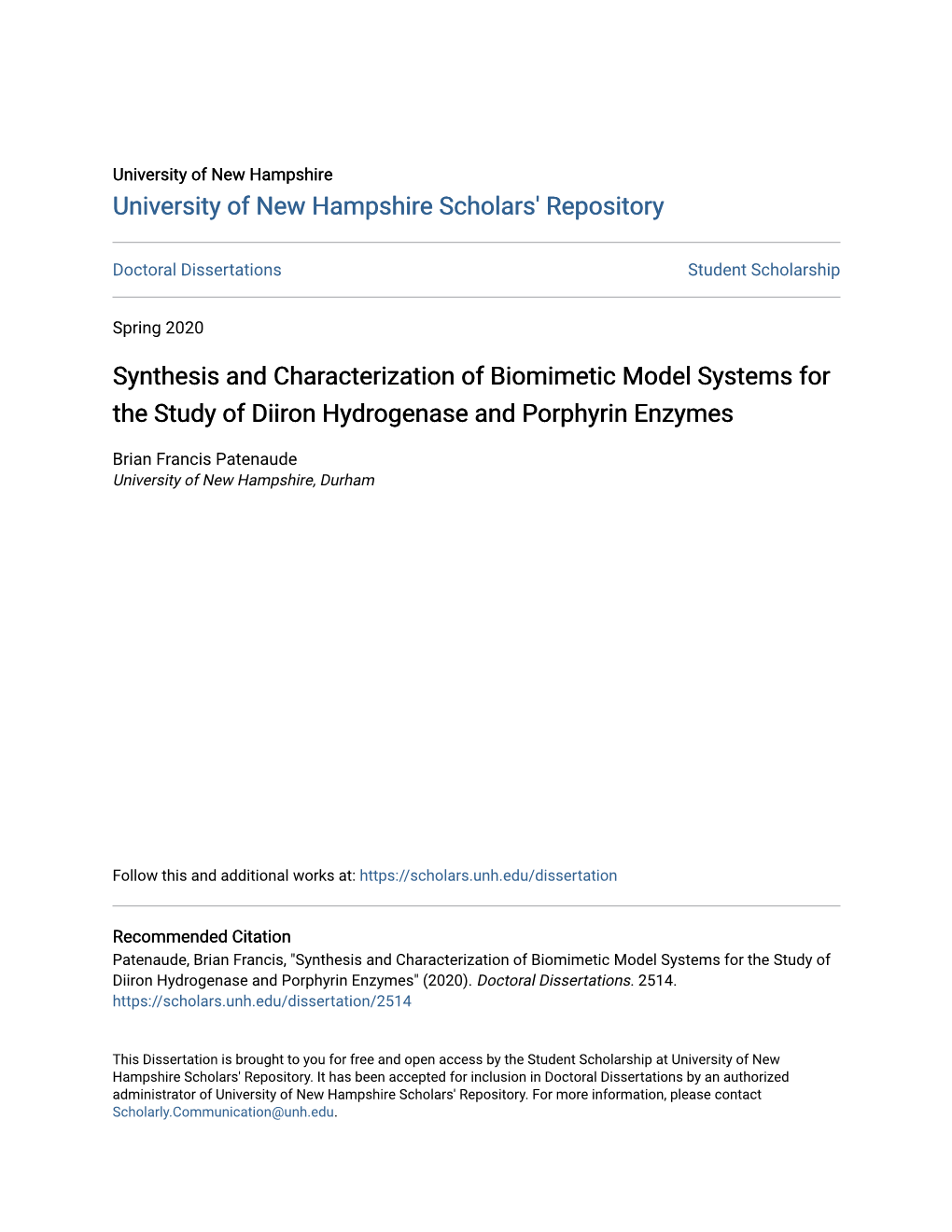 Synthesis and Characterization of Biomimetic Model Systems for the Study of Diiron Hydrogenase and Porphyrin Enzymes