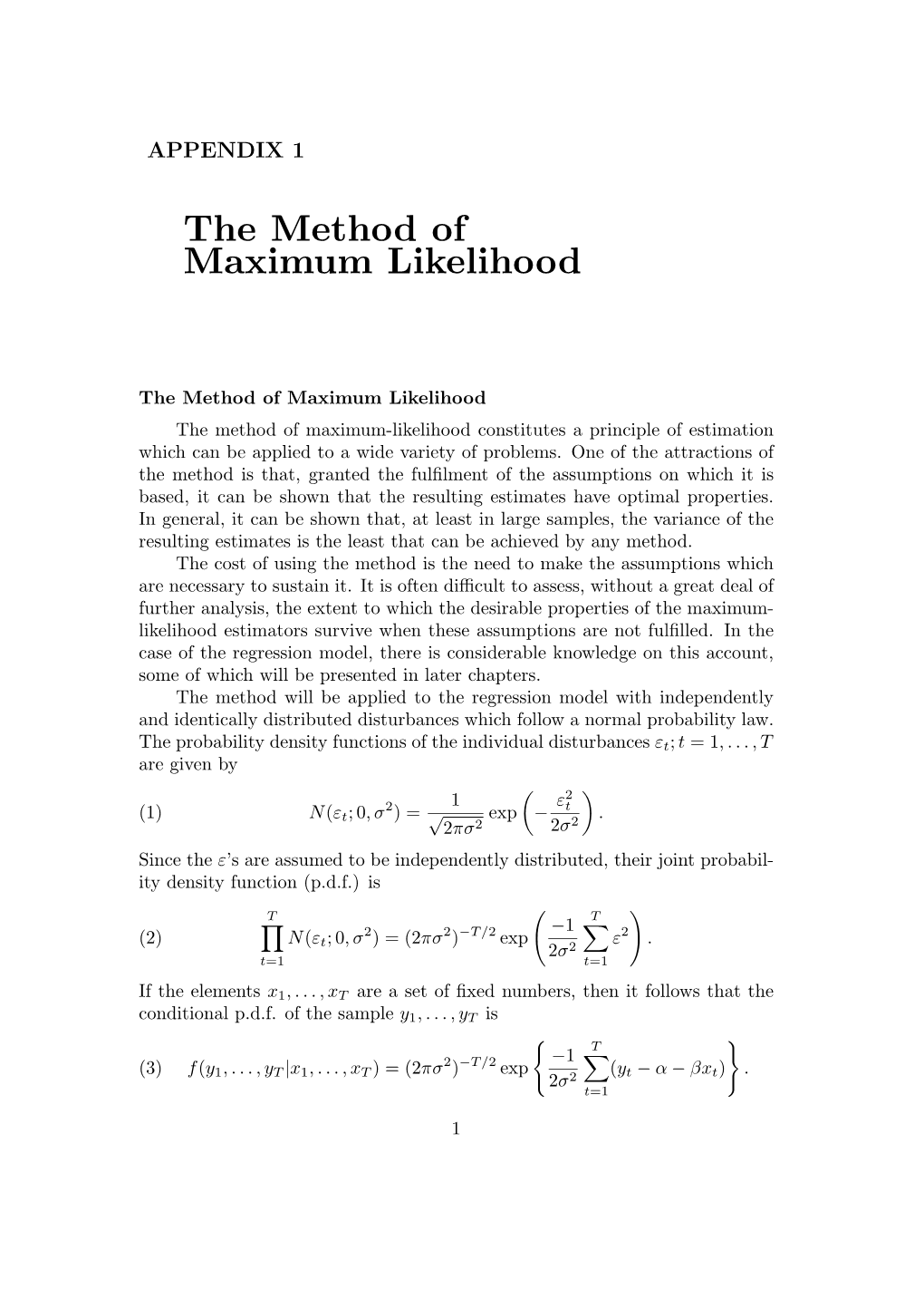 The Method of Maximum Likelihood