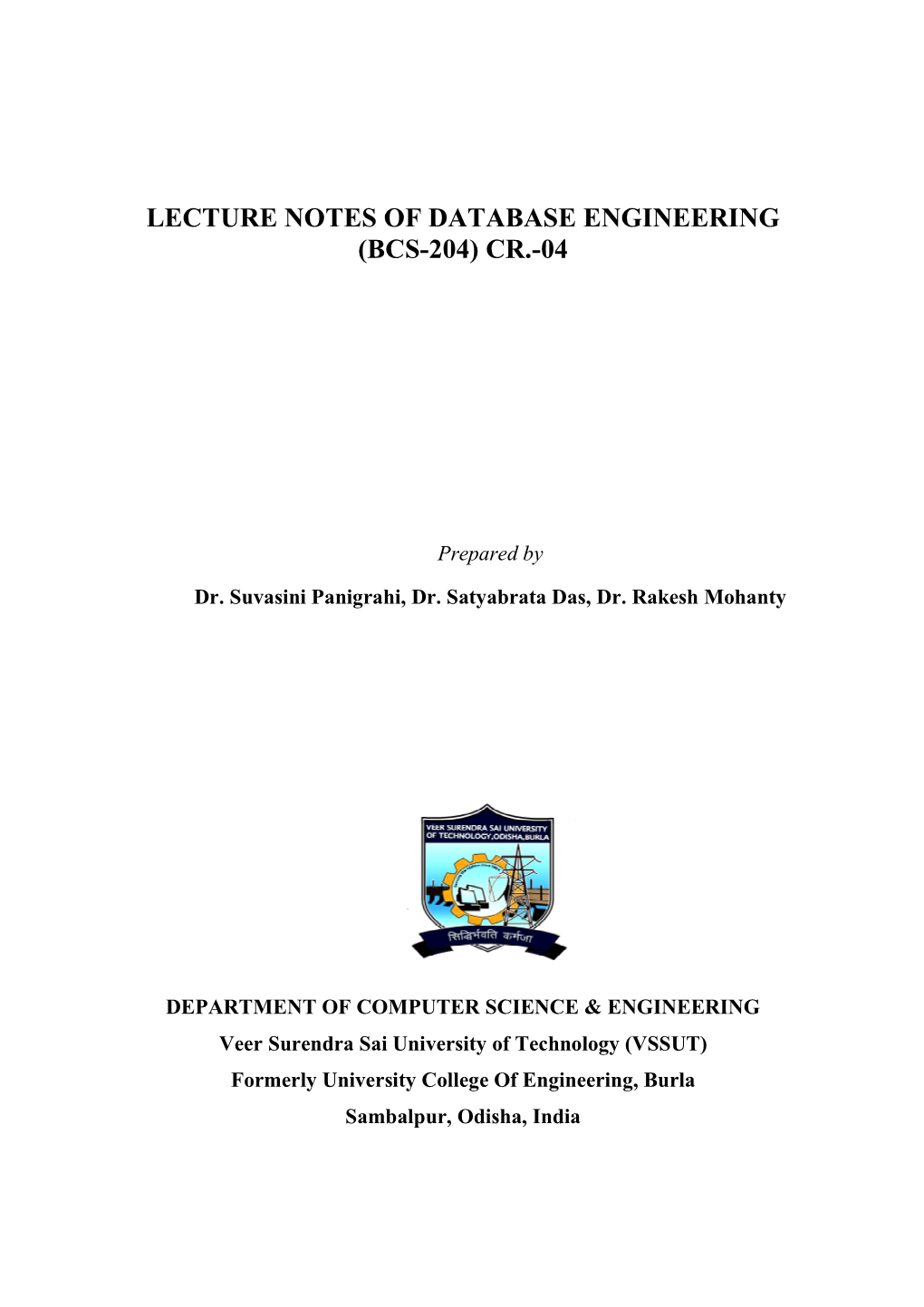 Bcs 204 Dbe Lecture Notes