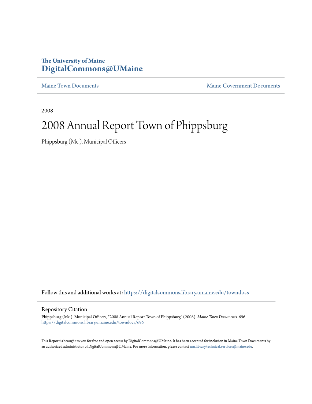 2008 Annual Report Town of Phippsburg Phippsburg (Me.)