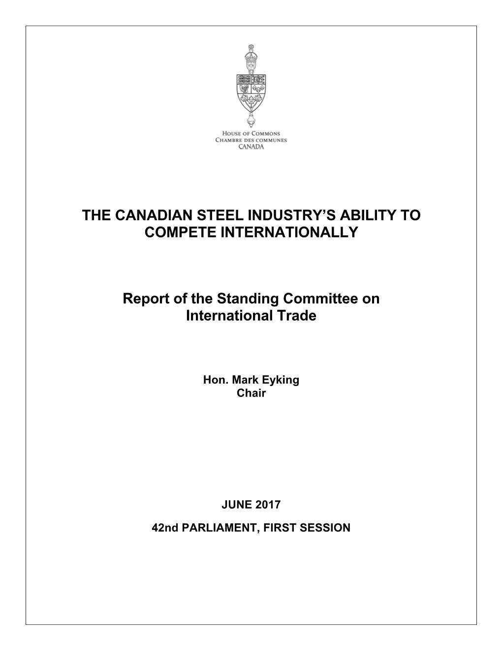 Competitiveness of Canada's Steel Sector